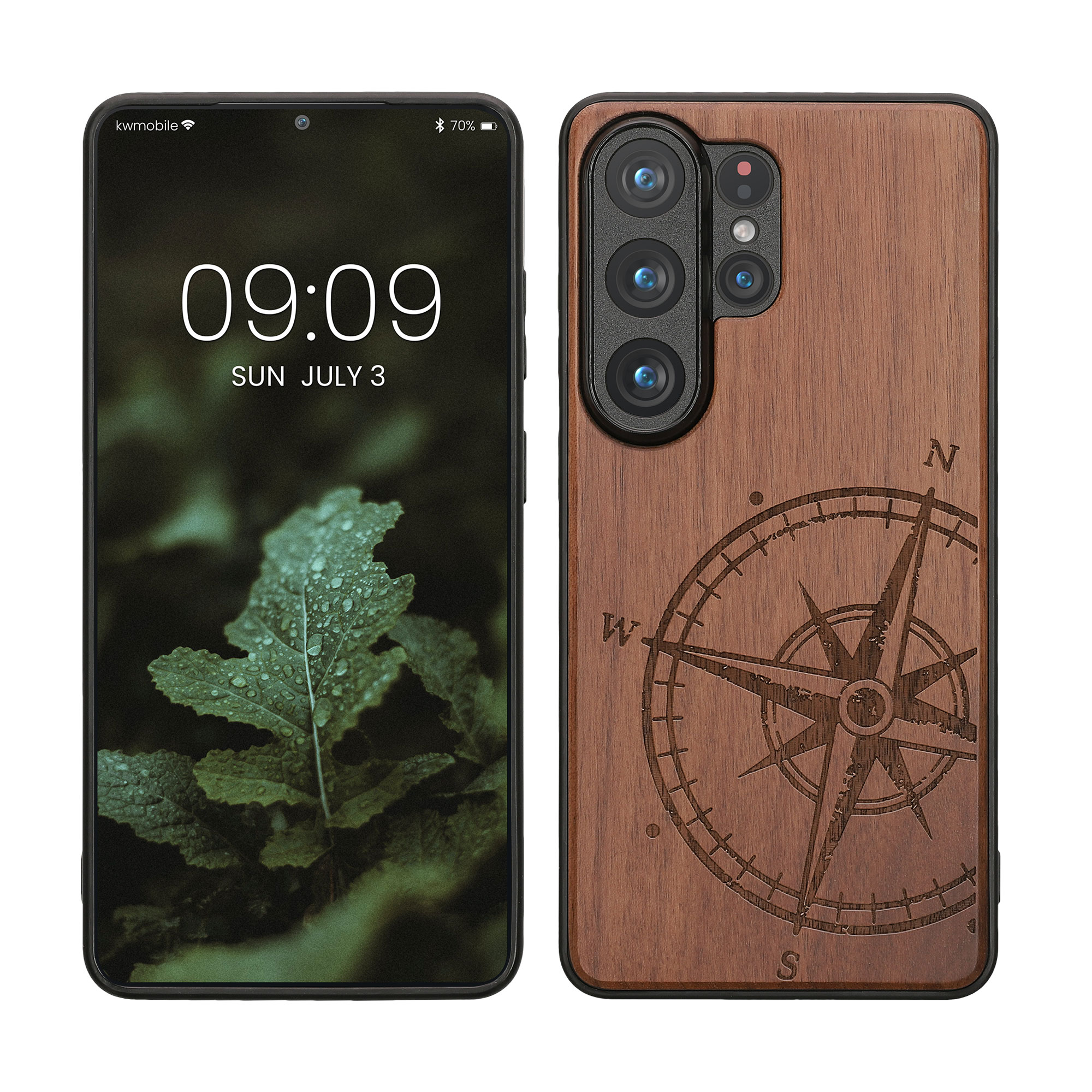 Dřevěné pouzdro pro Samsung Galaxy S26 Ultra kwmobile - tvrdý obal v tmavě hnědé barvě