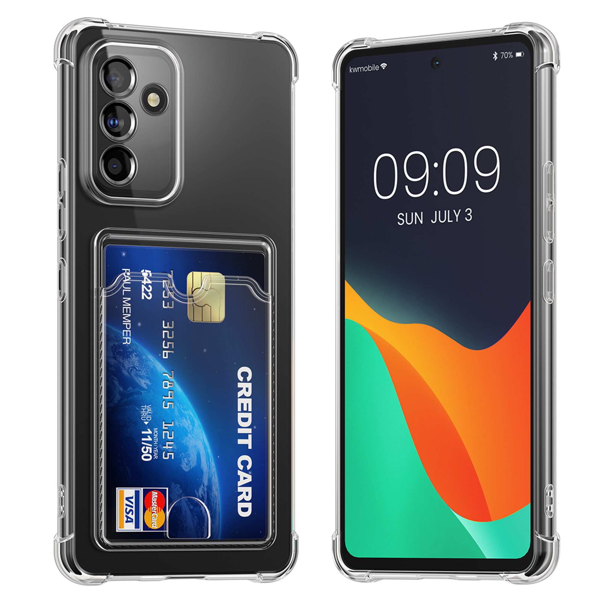 Průhledný kryt na mobil Samsung Galaxy A54 5G kwmobile TPU s přihrádkou na kartu transparentní