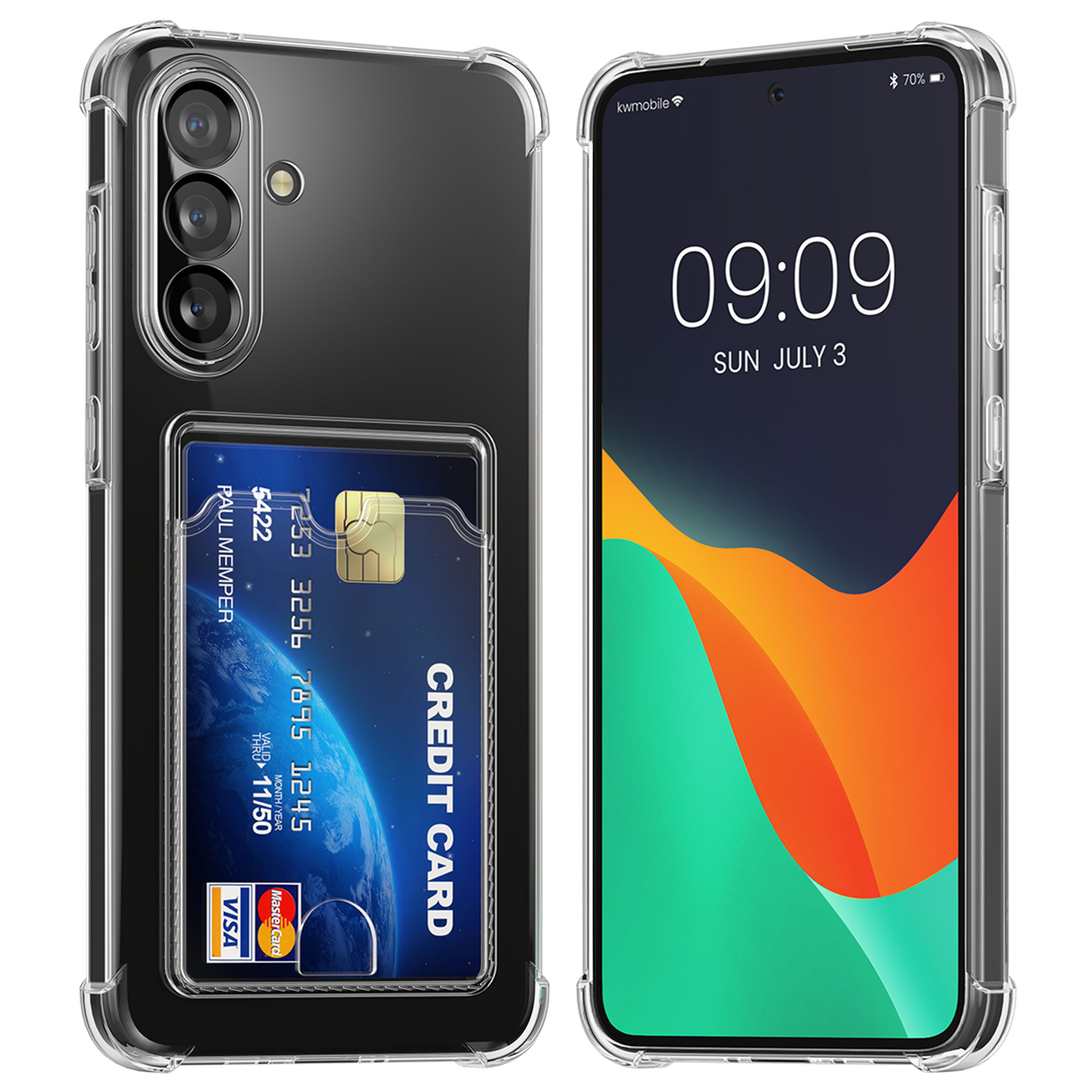 TPU pouzdro s kapsou na kartu pro Samsung Galaxy A56 5G kwmobile kapsa na kartu - transparentní