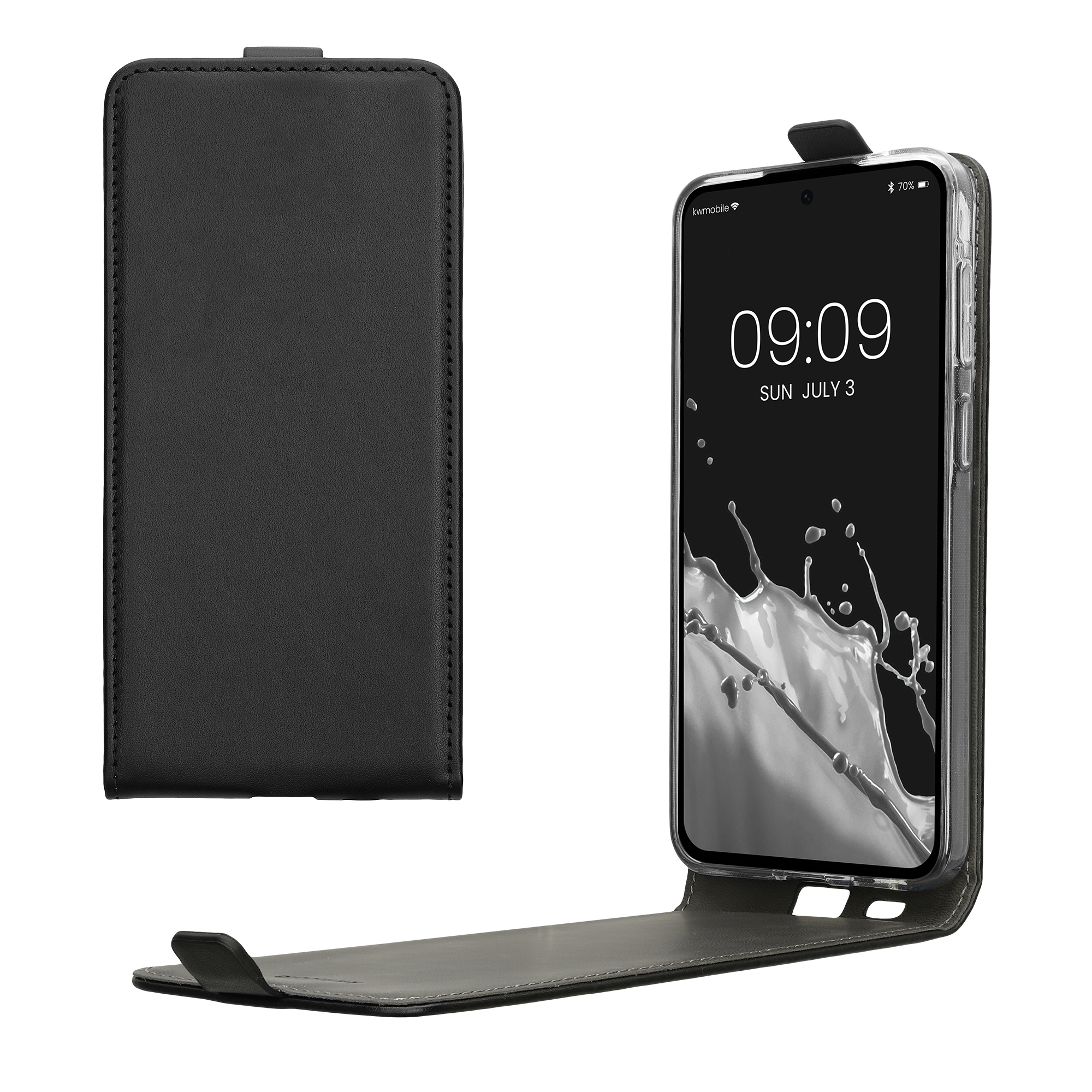 Vertikální flipové pouzdro pro Samsung Galaxy A57 5G kwmobile z eko kůže - černá