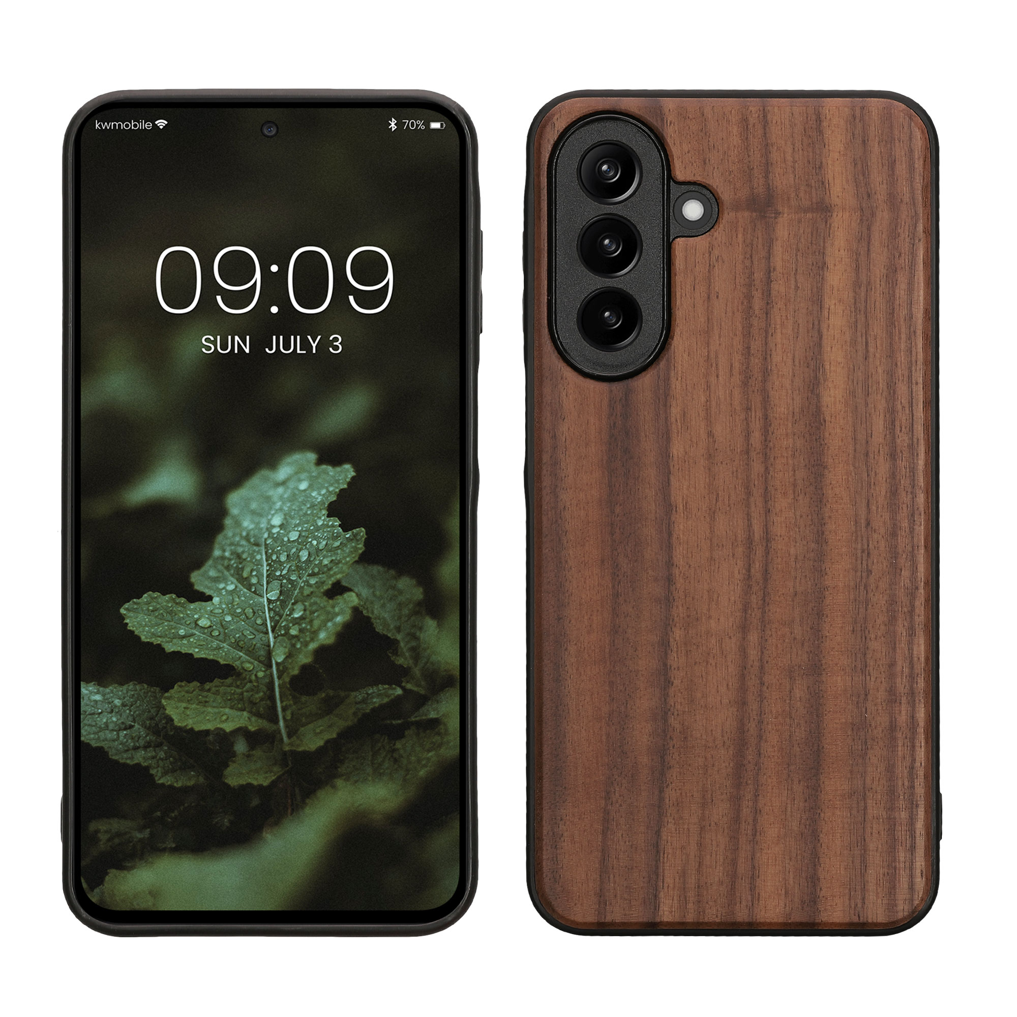 Dřevěné pouzdro pro Samsung Galaxy A27 5G kwmobile - tvrdý obal v tmavě hnědé barvě