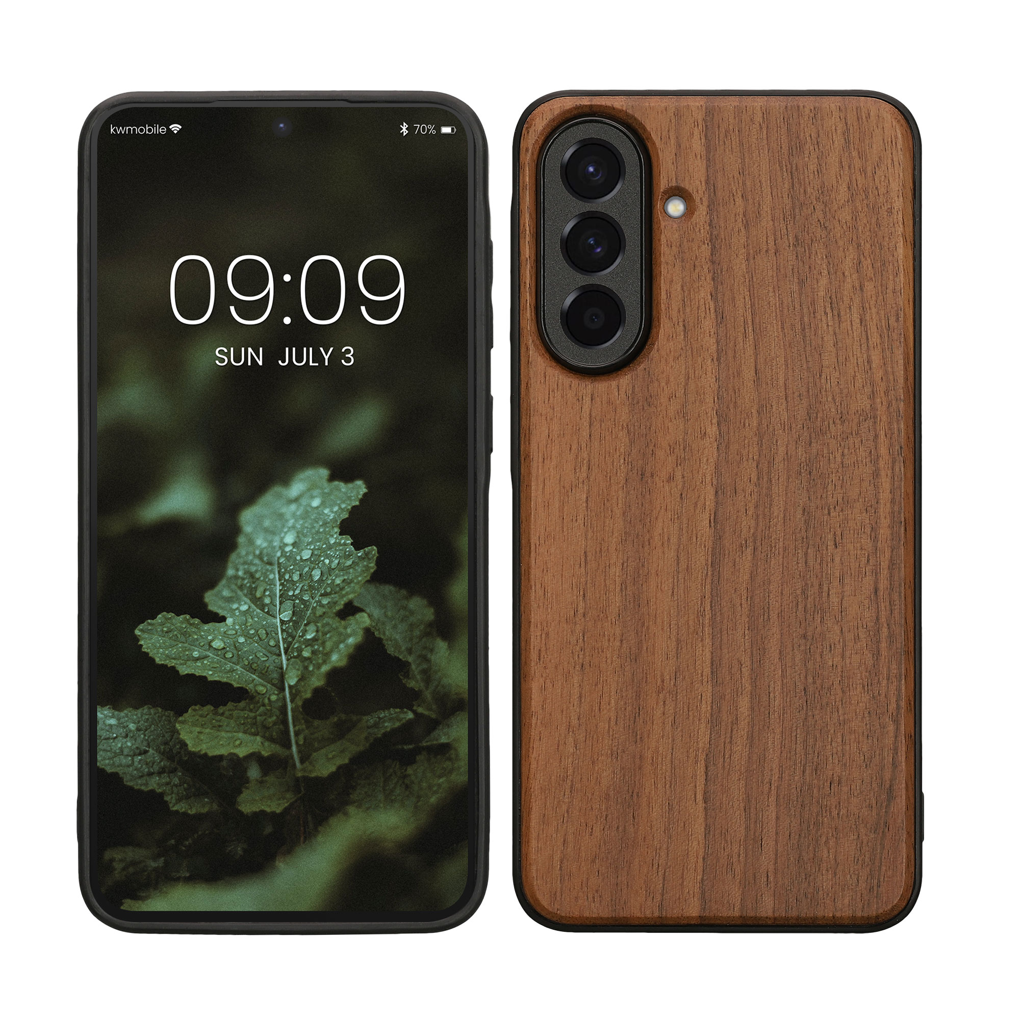 Dřevěný kryt na mobil Samsung Galaxy A37 5G, nárazuvzdorný - kwmobile, tmavě hnědý