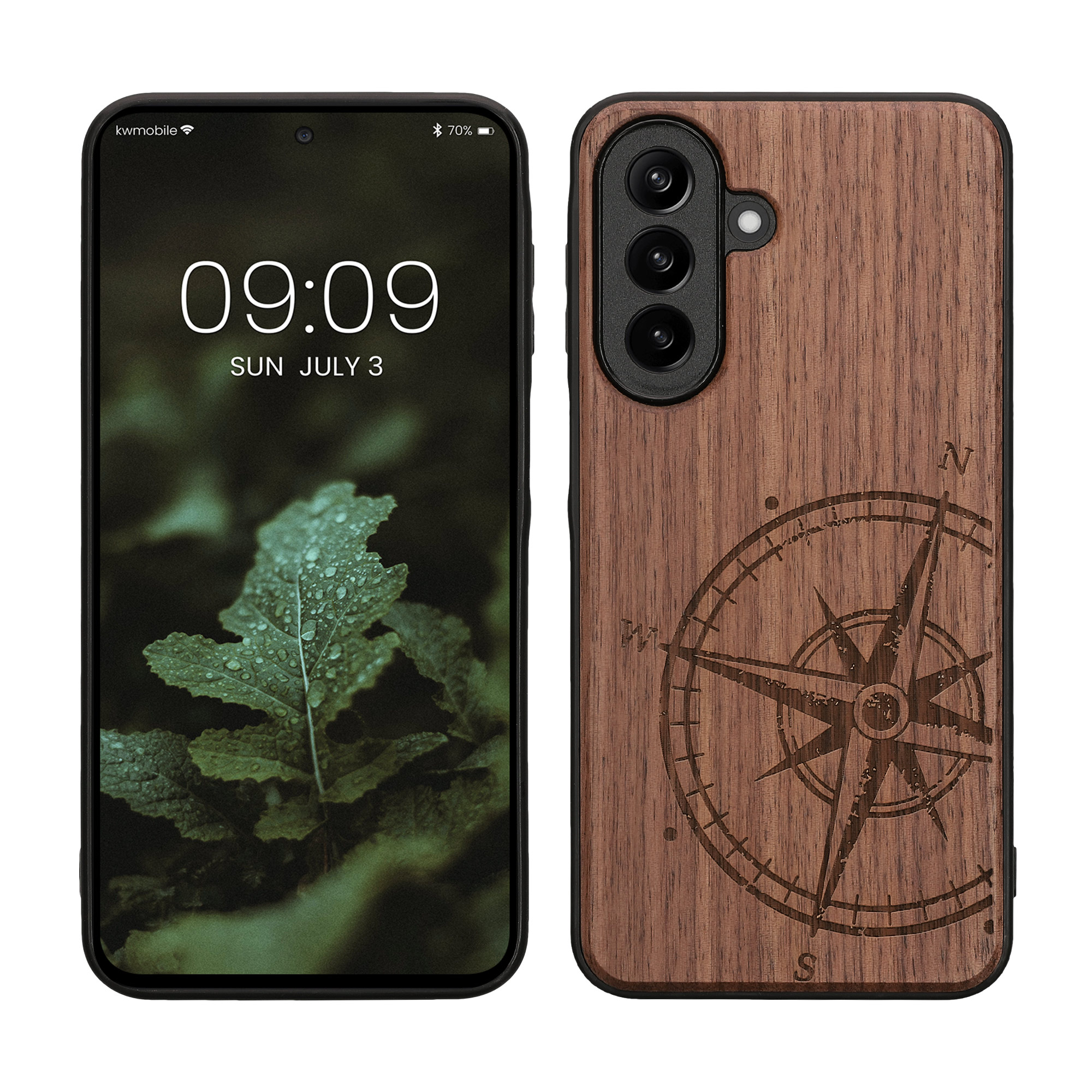 Dřevěné pouzdro pro Samsung Galaxy A27 5G kwmobile - tvrdý obal v tmavě hnědé barvě