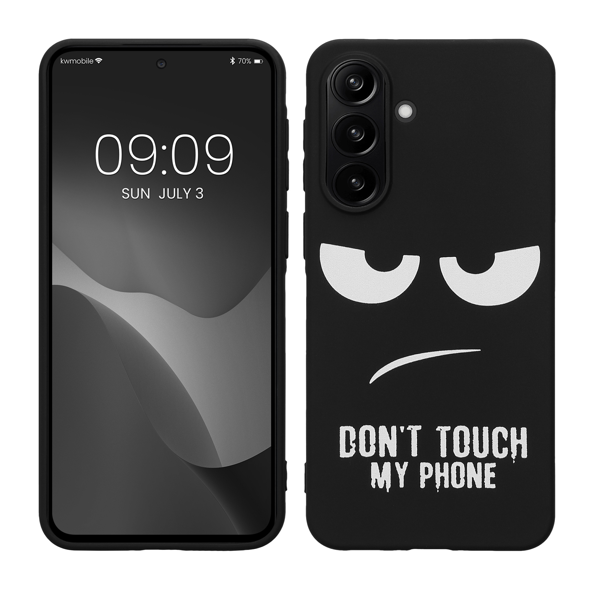 TPU silikonové pouzdro pro Samsung Galaxy A37 5G kwmobile - bílá „nesahej na můj telefon“ / černá