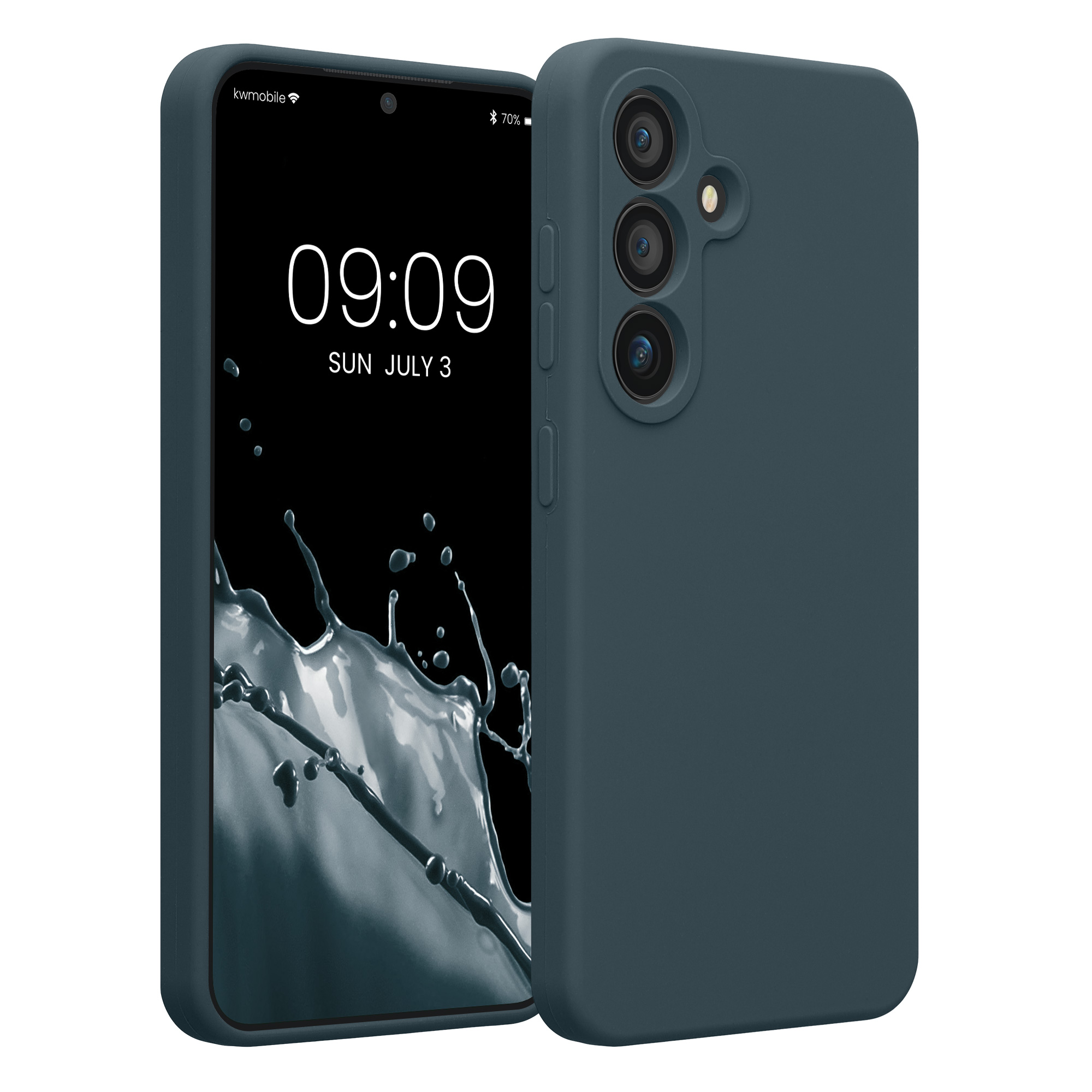 Tenký TPU silikonový kryt pro Samsung Galaxy S25, povrch příjemný na dotek kwmobile ‑ tmavě břidlicová