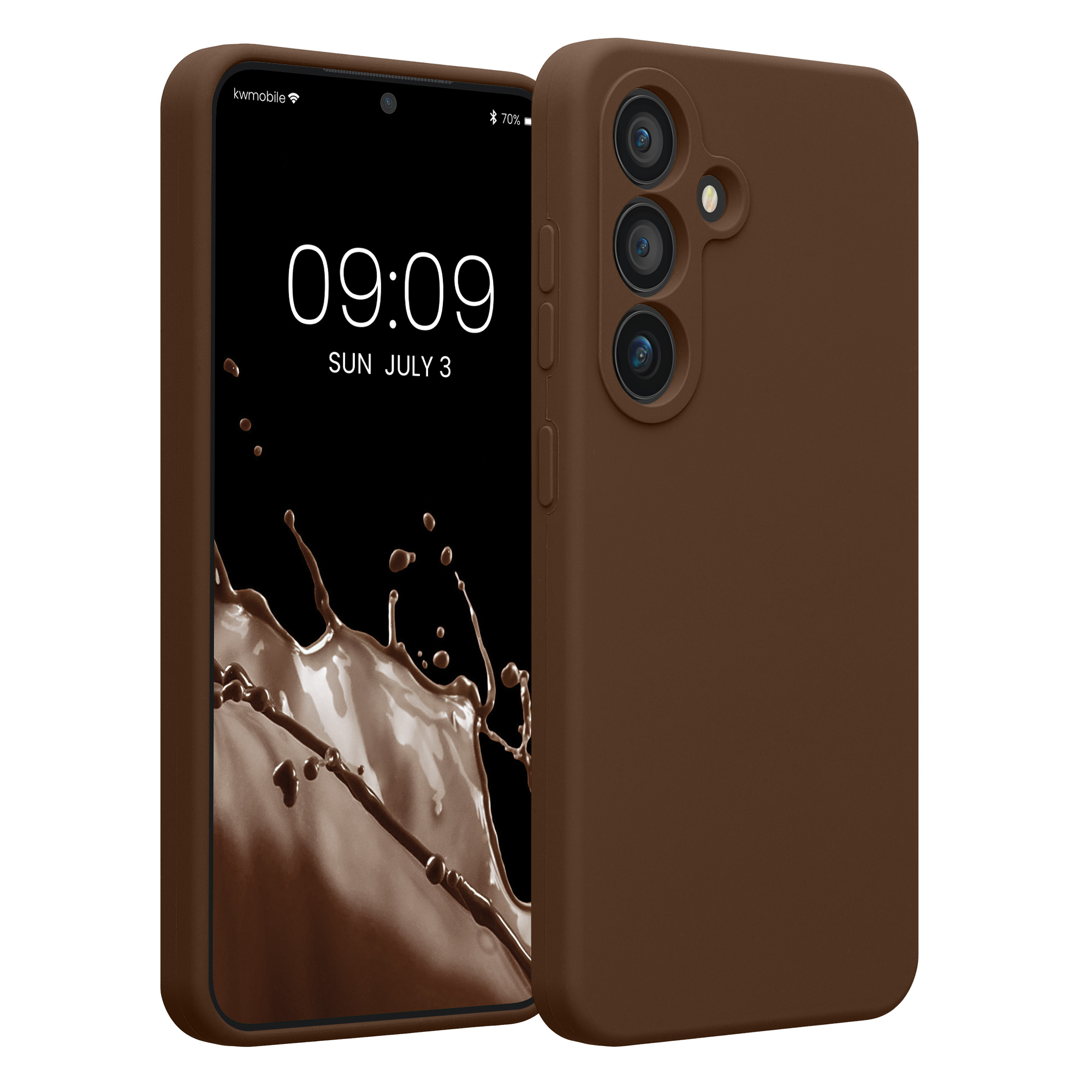 Pouzdro pro Samsung Galaxy S25 kwmobile tenké silikonové - čokoládová