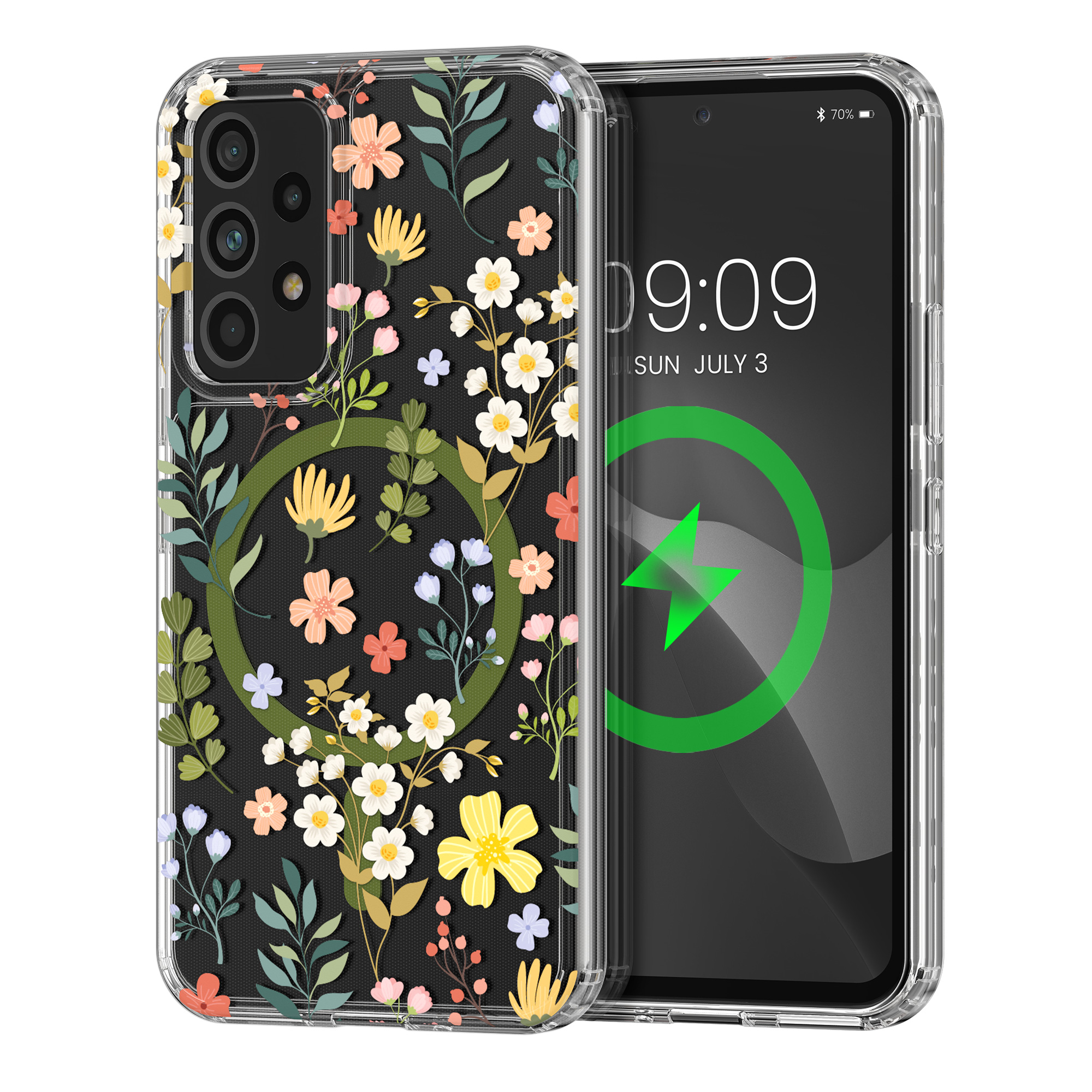 Čiré pouzdro na telefon pro Samsung Galaxy A53 5G kwmobile MagSafe TPU - motiv okouzlující květiny