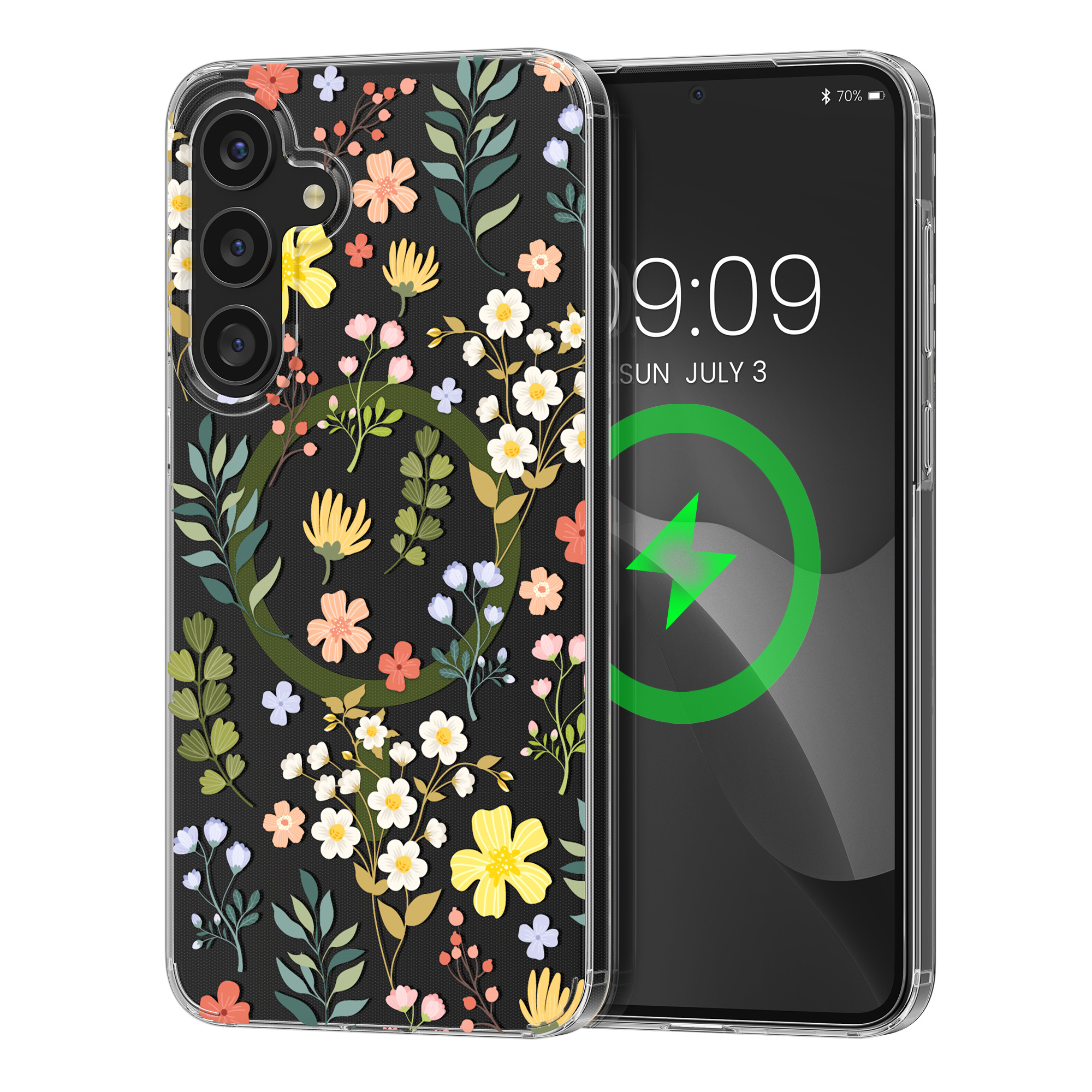 Čiré pouzdro na telefon pro Samsung Galaxy A55 5G kwmobile MagSafe TPU - motiv okouzlující květiny