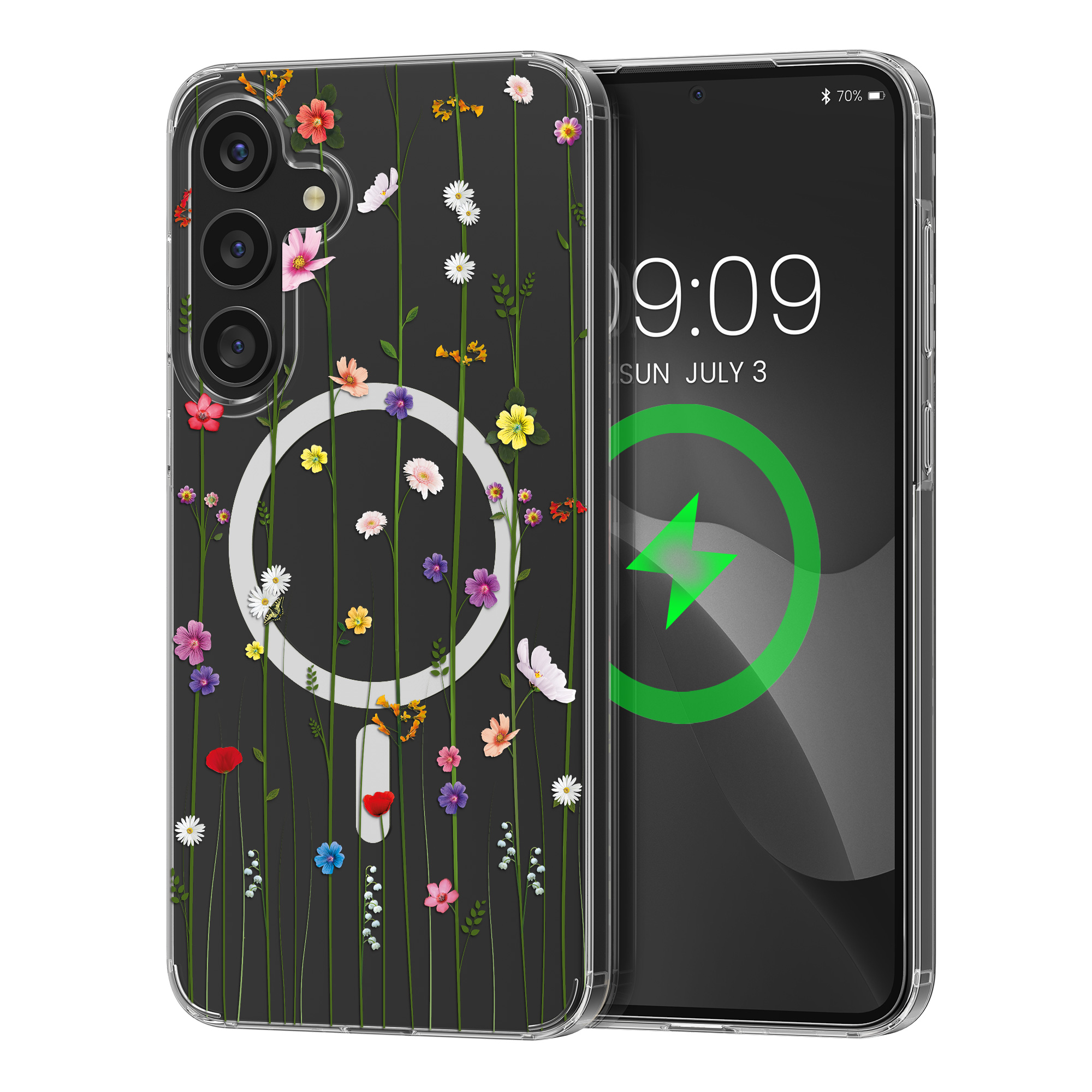 Čiré pouzdro na telefon pro Samsung Galaxy A55 5G kwmobile MagSafe TPU - motiv popínavé polní květiny