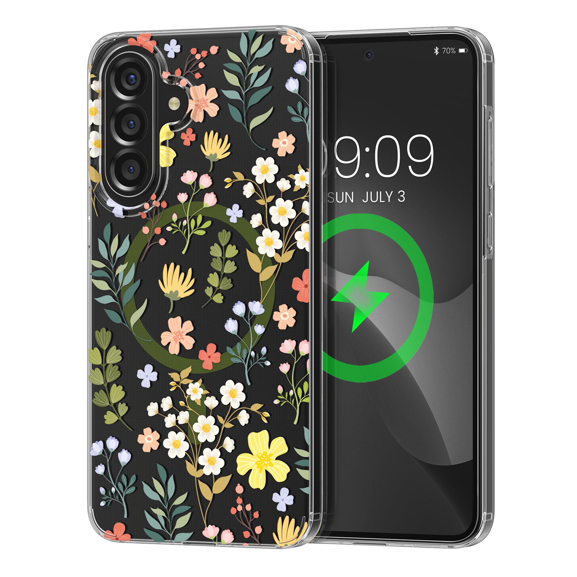 Čiré pouzdro na telefon pro Samsung Galaxy A56 5G kwmobile MagSafe TPU - motiv okouzlující květiny