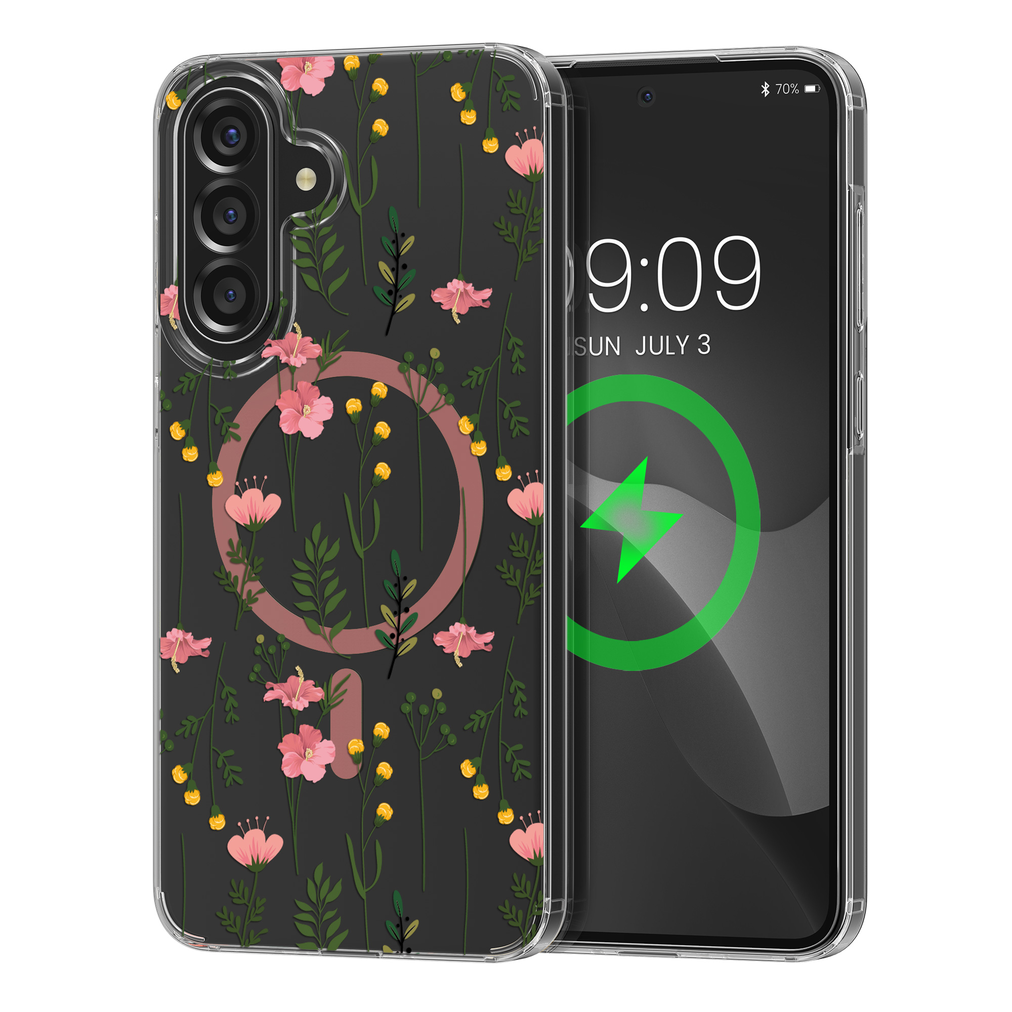 Čiré pouzdro na telefon pro Samsung Galaxy A56 5G kwmobile MagSafe TPU - motiv nenápadné polní květiny