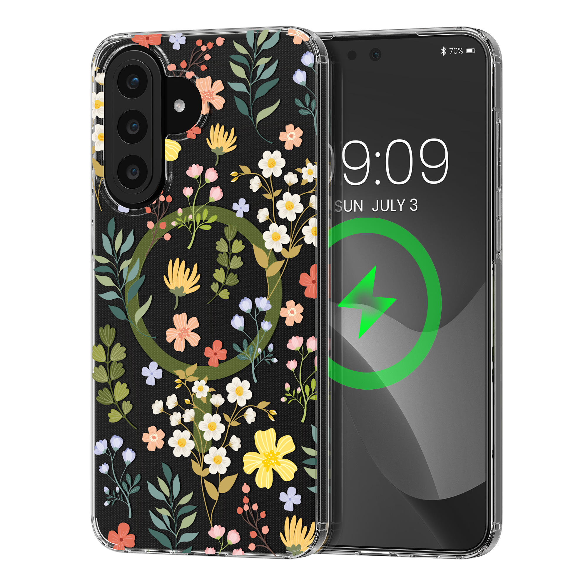 Čiré pouzdro na telefon pro Samsung Galaxy A57 5G kwmobile MagSafe TPU - motiv okouzlující květiny