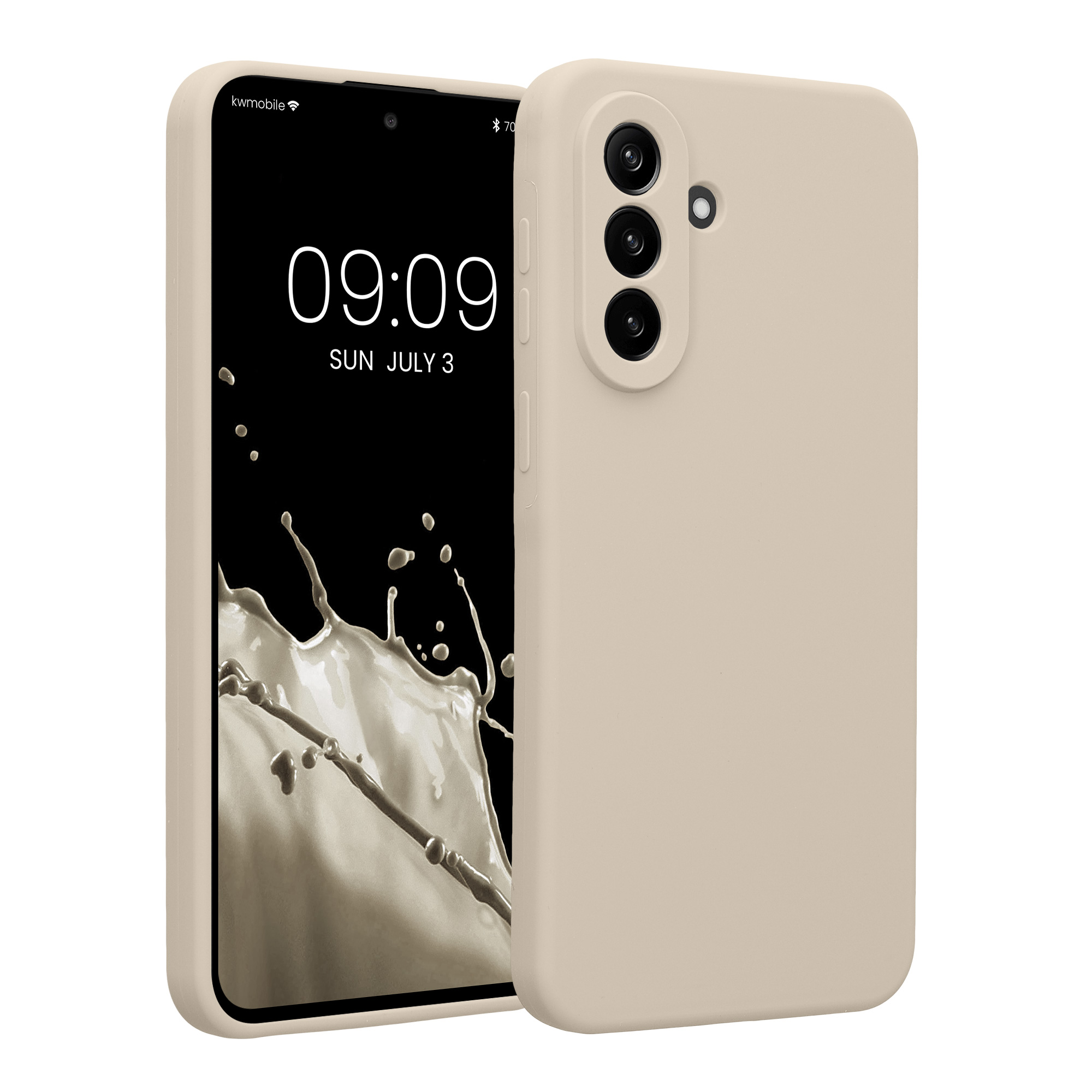 Tenký TPU silikonový obal pro Samsung Galaxy A37 5G, povrch příjemný na dotek kwmobile ‑ matná krémová