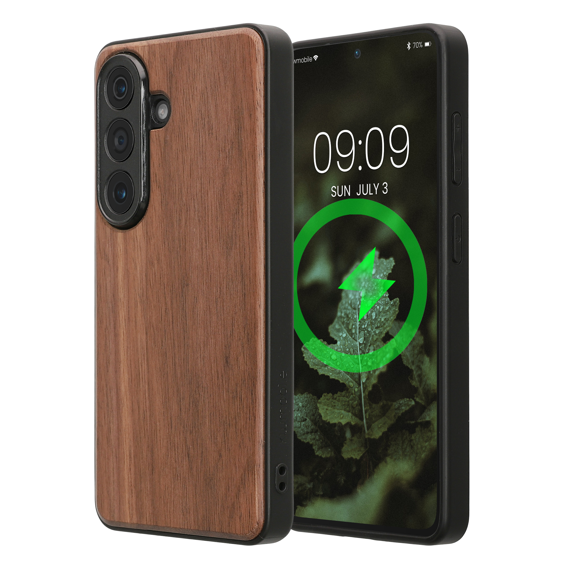 Dřevěný kryt pro Samsung Galaxy S26 s TPU rámečkem kwmobile ‑ tmavě hnědá