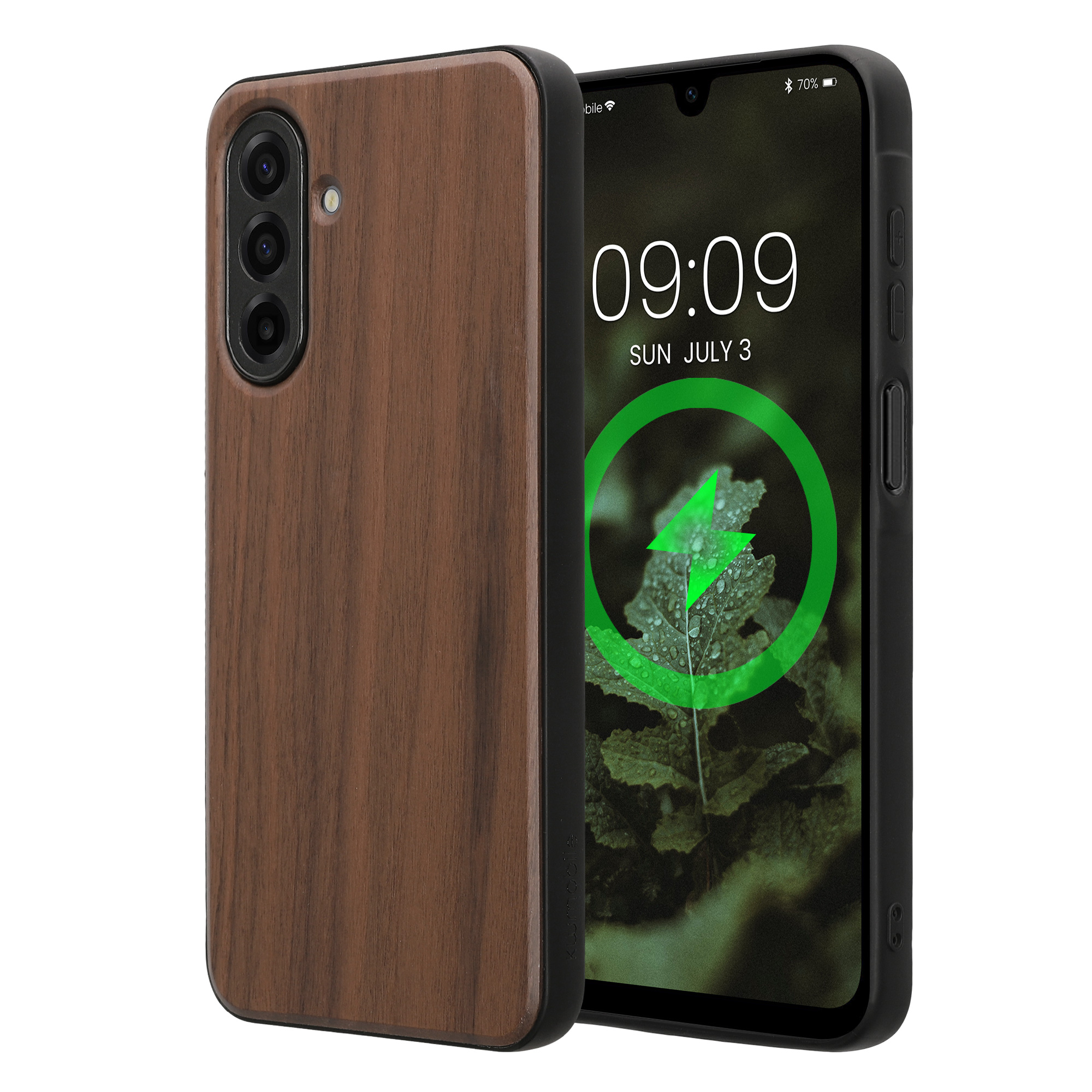 Ochranné pouzdro z pravého dřeva pro Samsung Galaxy A17 / A18 kwmobile dřevěné - dřevo, tmavě hnědá