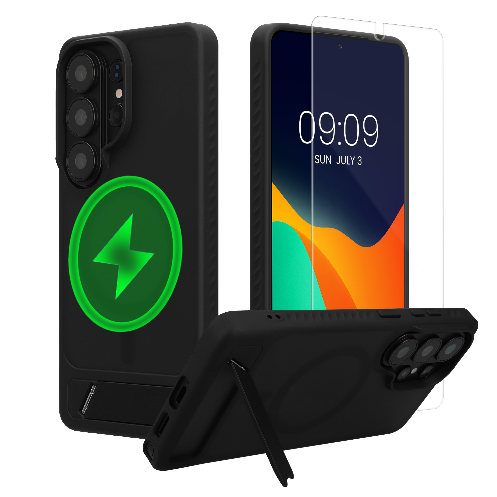 Pouzdro pro Samsung Galaxy S26 Ultra kwmobile MagSafe se stojánkem tenké - černá / matný transparentní