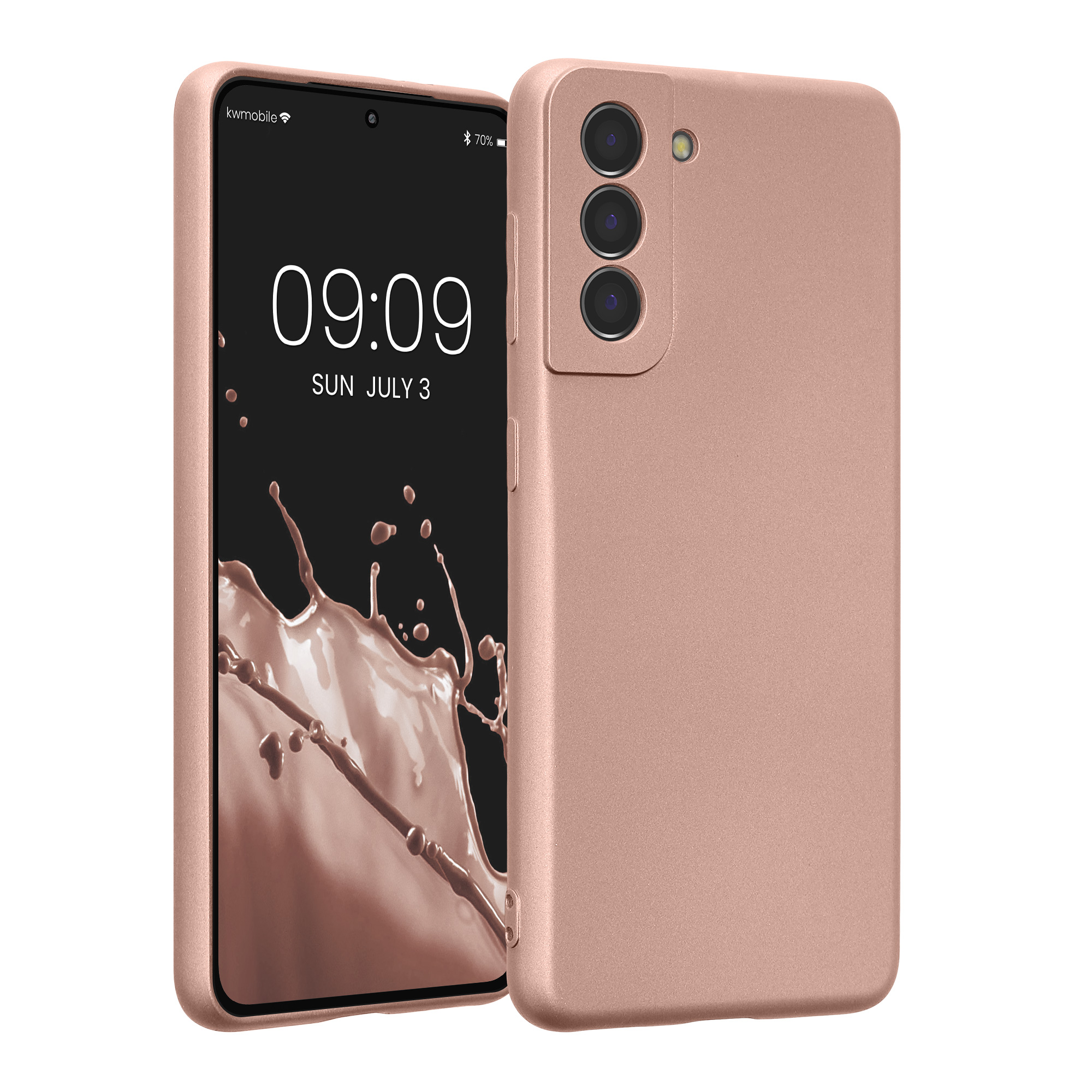 Pouzdro pro Samsung Galaxy S21 kwmobile metalické TPU - metalická růžové zlato