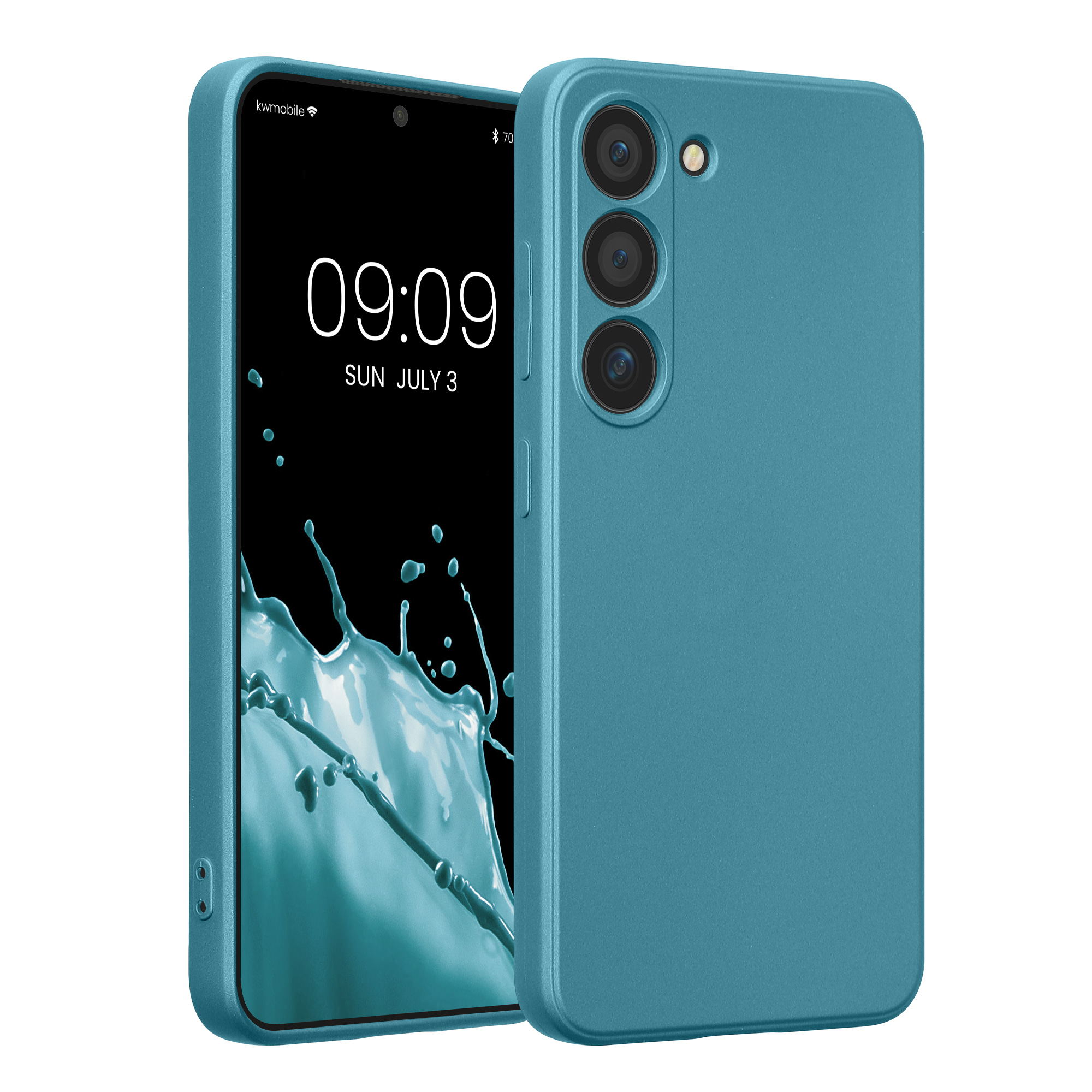 Metalický TPU kryt pro Samsung Galaxy S23 kwmobile ‑ metalická karibská modrá