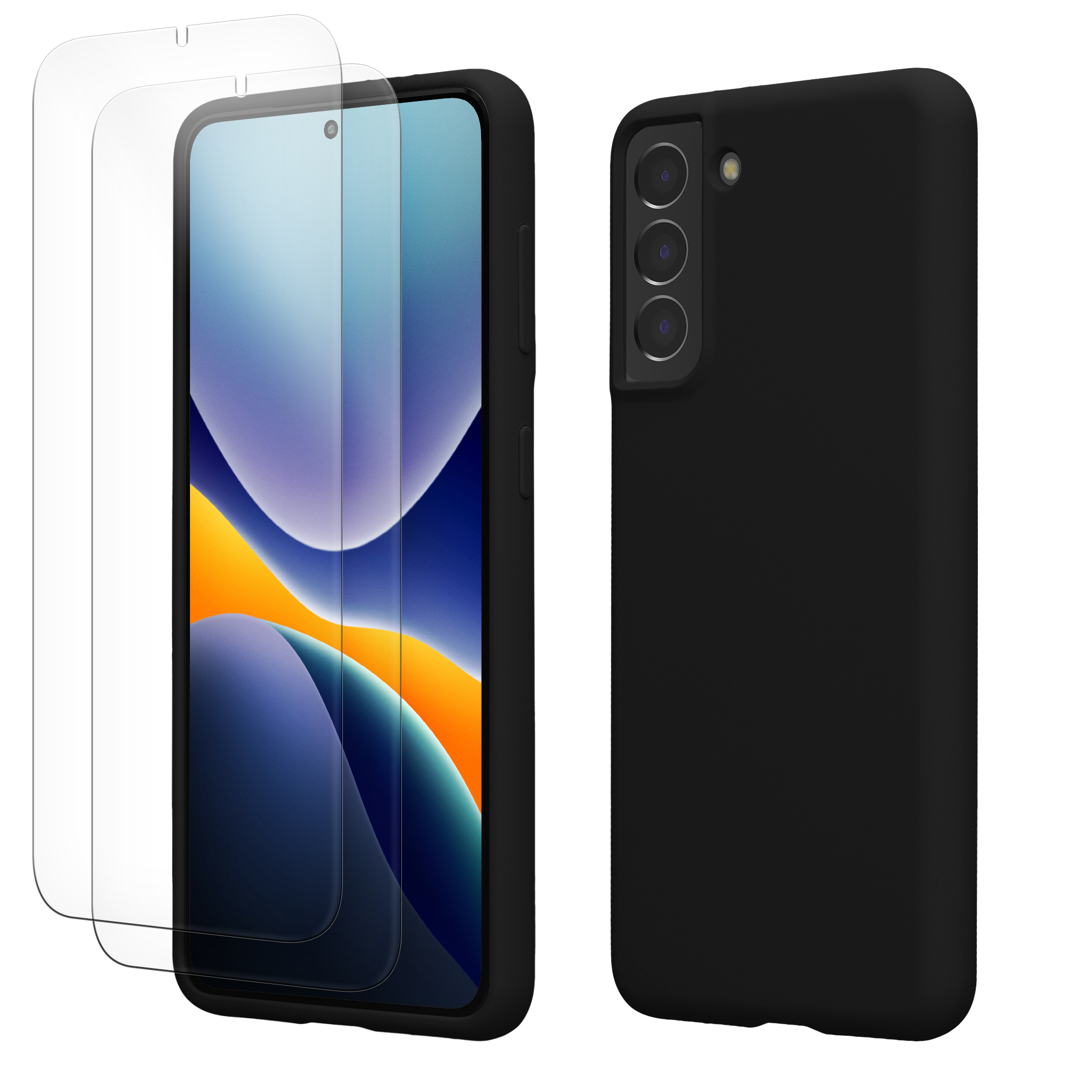 Pouzdro pro Samsung Galaxy S21 se 2 tvrzenými ochrannými skly kwmobile - černá