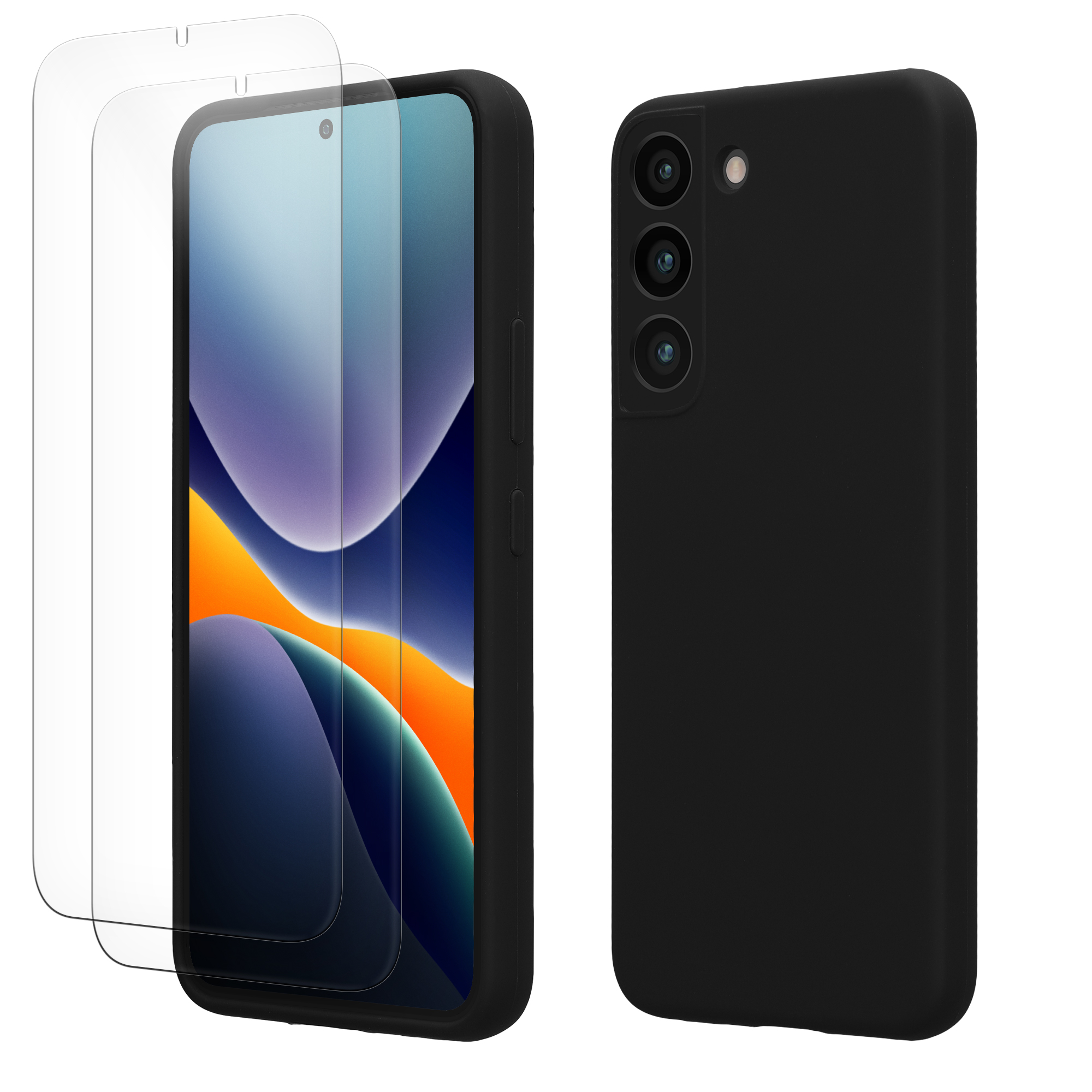 Pouzdro pro Samsung Galaxy S22 se 2 tvrzenými ochrannými skly kwmobile - černá