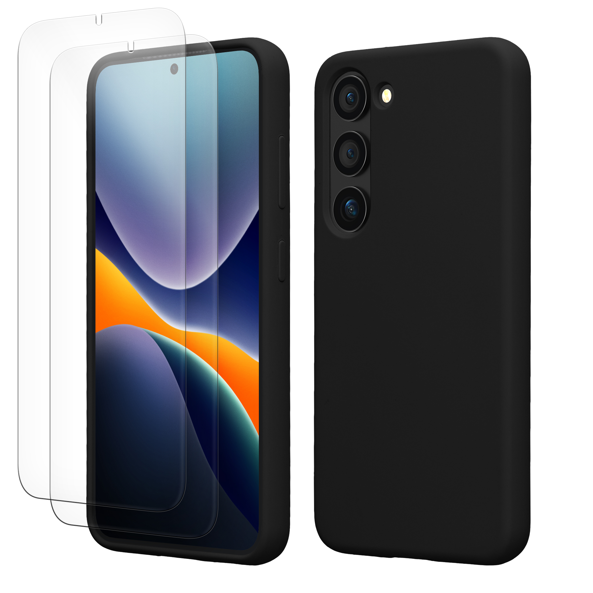 Pouzdro pro Samsung Galaxy S23 se 2 tvrzenými ochrannými skly kwmobile - černá