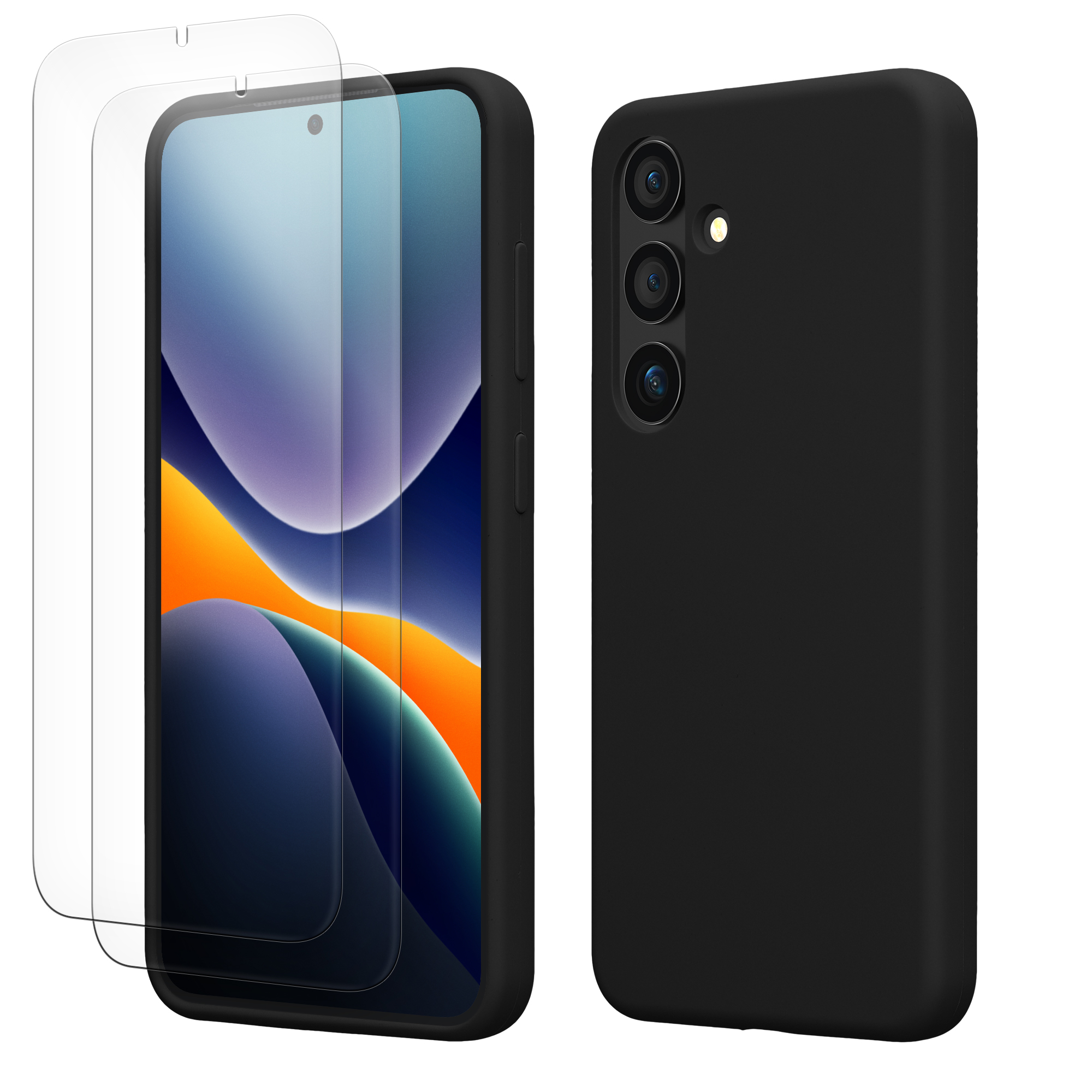 Pouzdro pro Samsung Galaxy S24 se 2 tvrzenými ochrannými skly kwmobile - černá