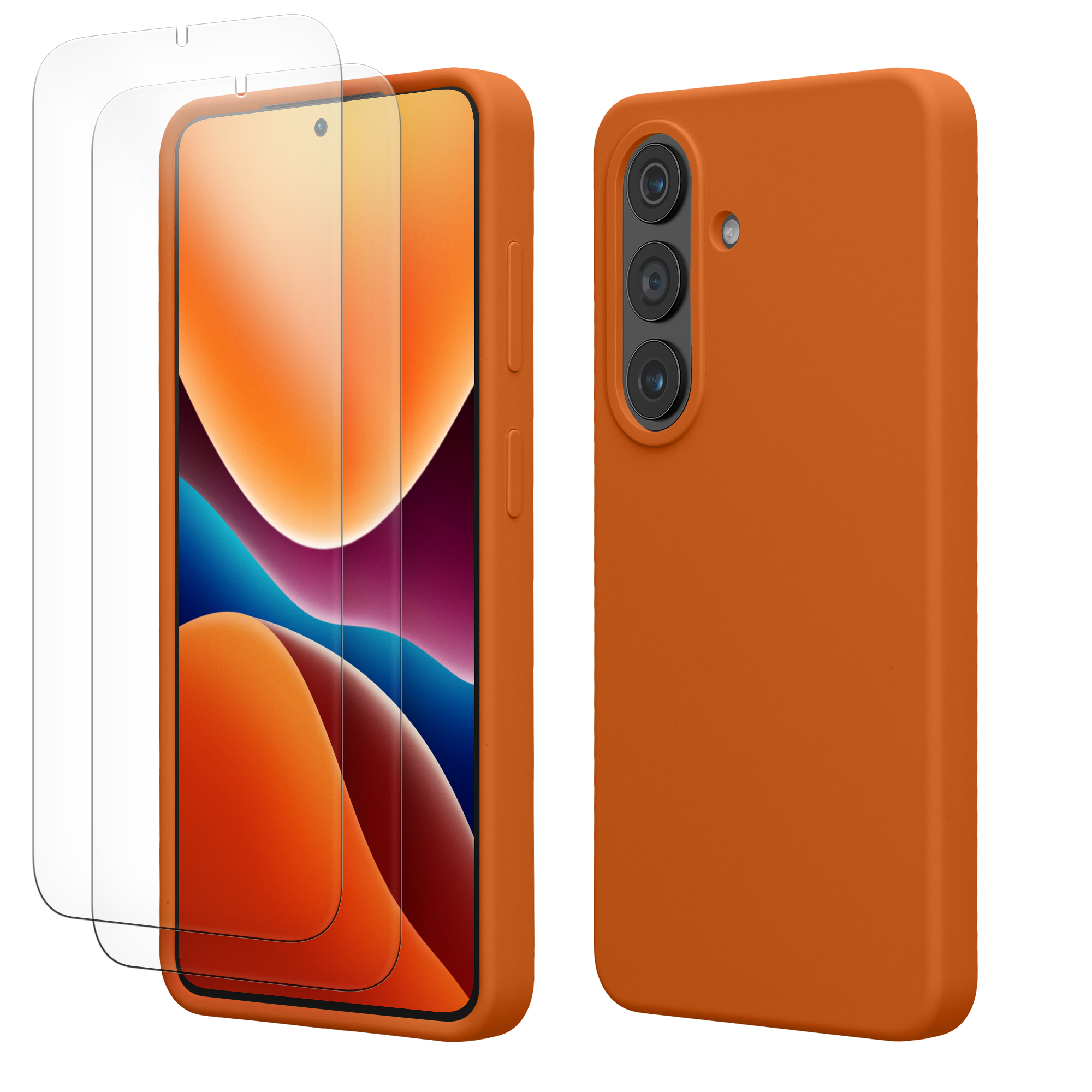Pouzdro pro Samsung Galaxy S26 se 2 tvrzenými ochrannými skly kwmobile - ovocná oranžová