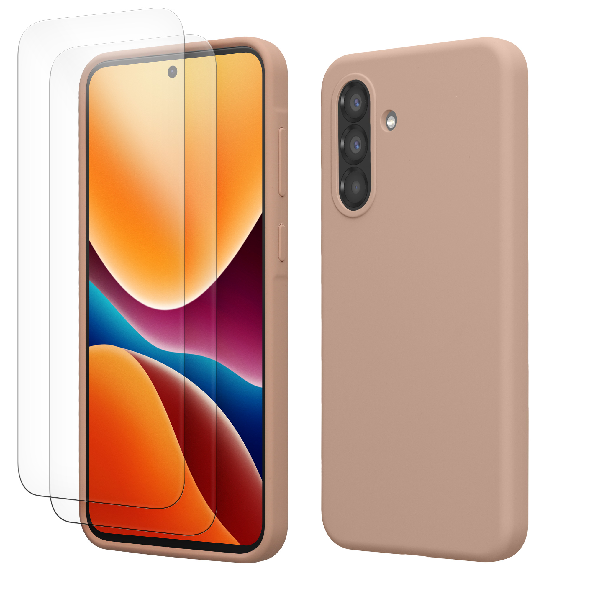 Pouzdro pro Samsung Galaxy A56 5G se 2 tvrzenými ochrannými skly kwmobile - matná starorůžová