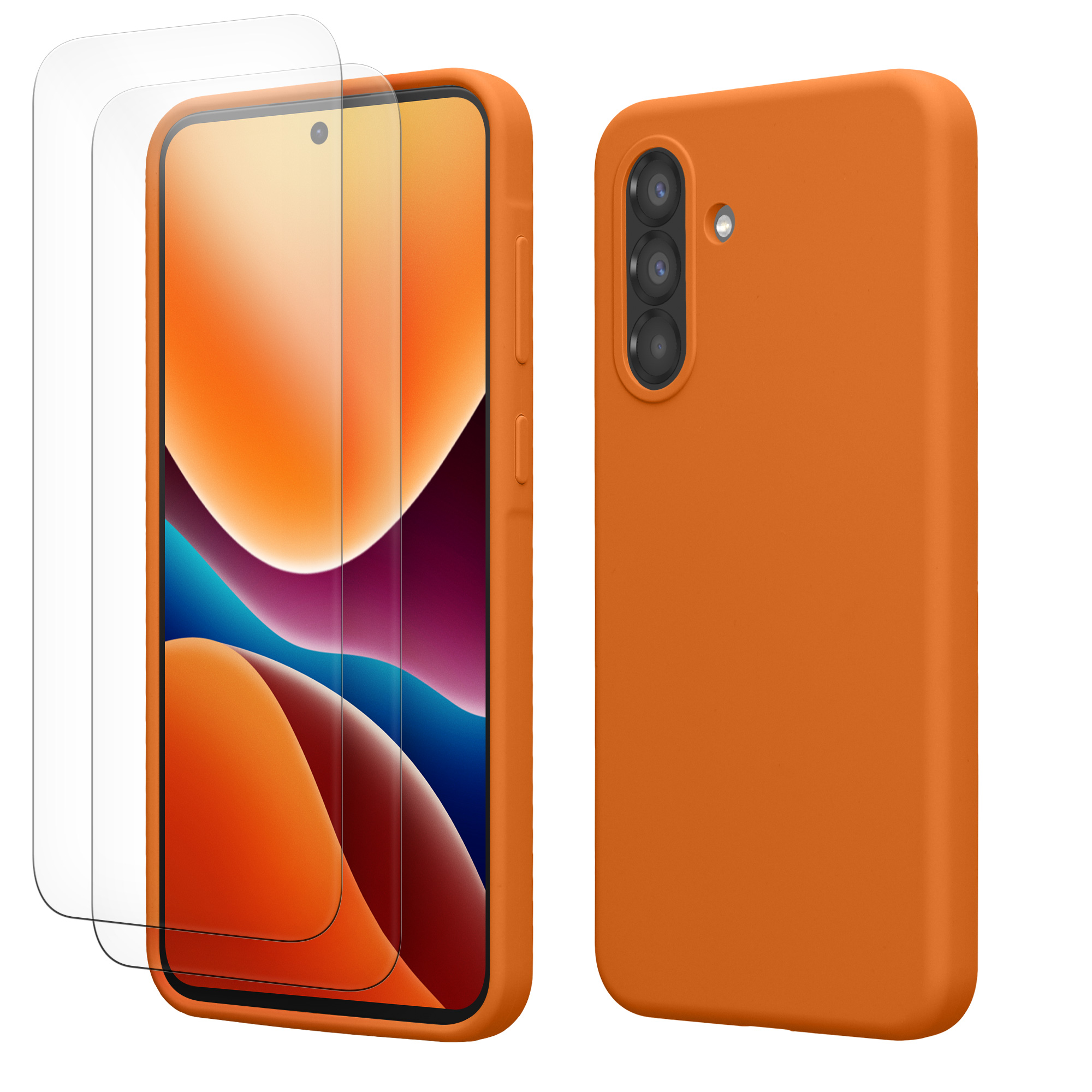 Pouzdro pro Samsung Galaxy A56 5G se 2 tvrzenými ochrannými skly kwmobile - ovocná oranžová