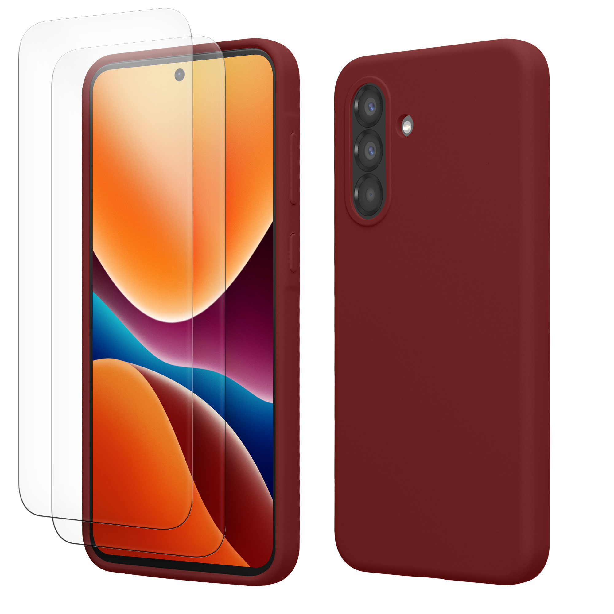 Pouzdro pro Samsung Galaxy A56 5G se 2 tvrzenými ochrannými skly kwmobile - vínově fialová