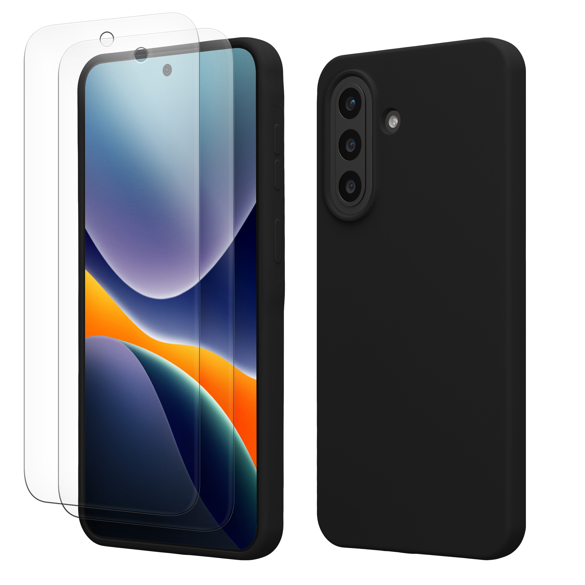 Kryt pro Samsung Galaxy A57 5G + 2 tvrzená ochranná skla na displej kwmobile ‑ černá