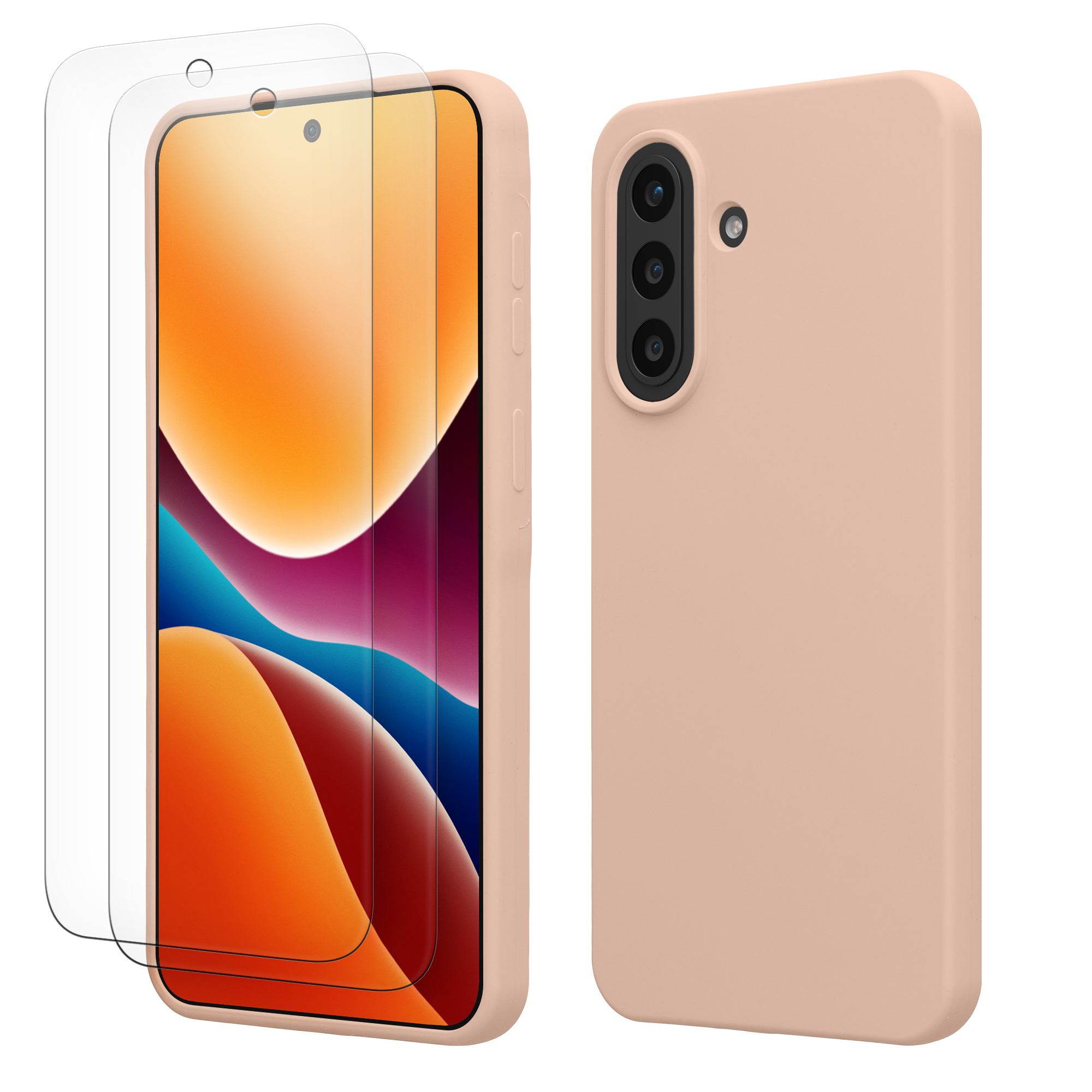 Kryt pro Samsung Galaxy A57 5G + 2 tvrzená ochranná skla na displej kwmobile ‑ matná antická růžová