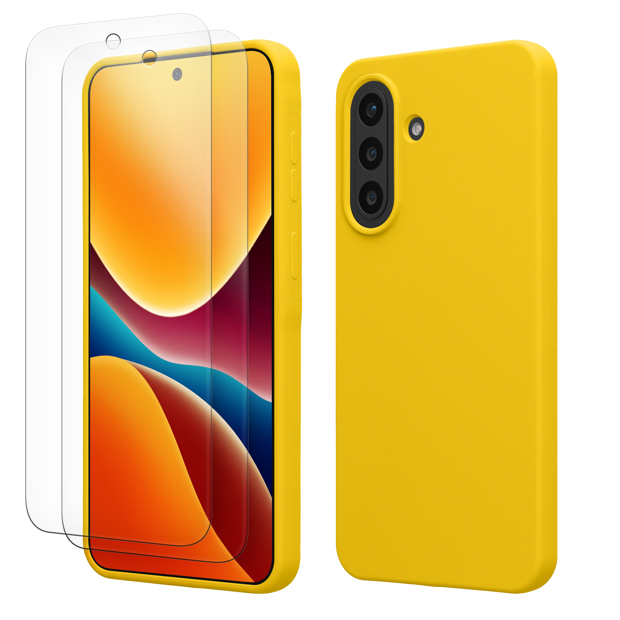 Kryt pro Samsung Galaxy A57 5G + 2 tvrzená ochranná skla na displej kwmobile ‑ zářivě žlutá