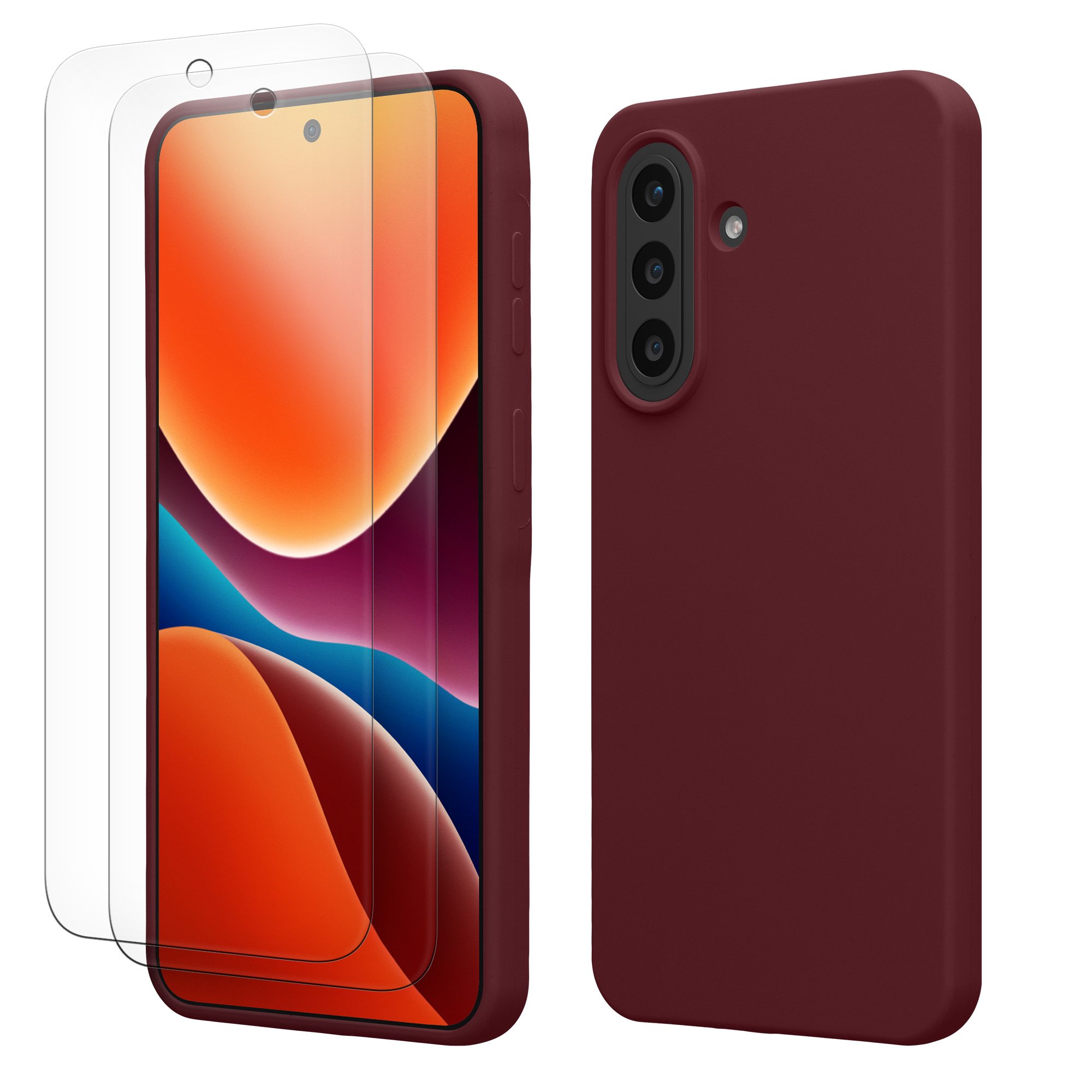 Kryt pro Samsung Galaxy A57 5G + 2 tvrzená ochranná skla na displej kwmobile ‑ vínově fialová