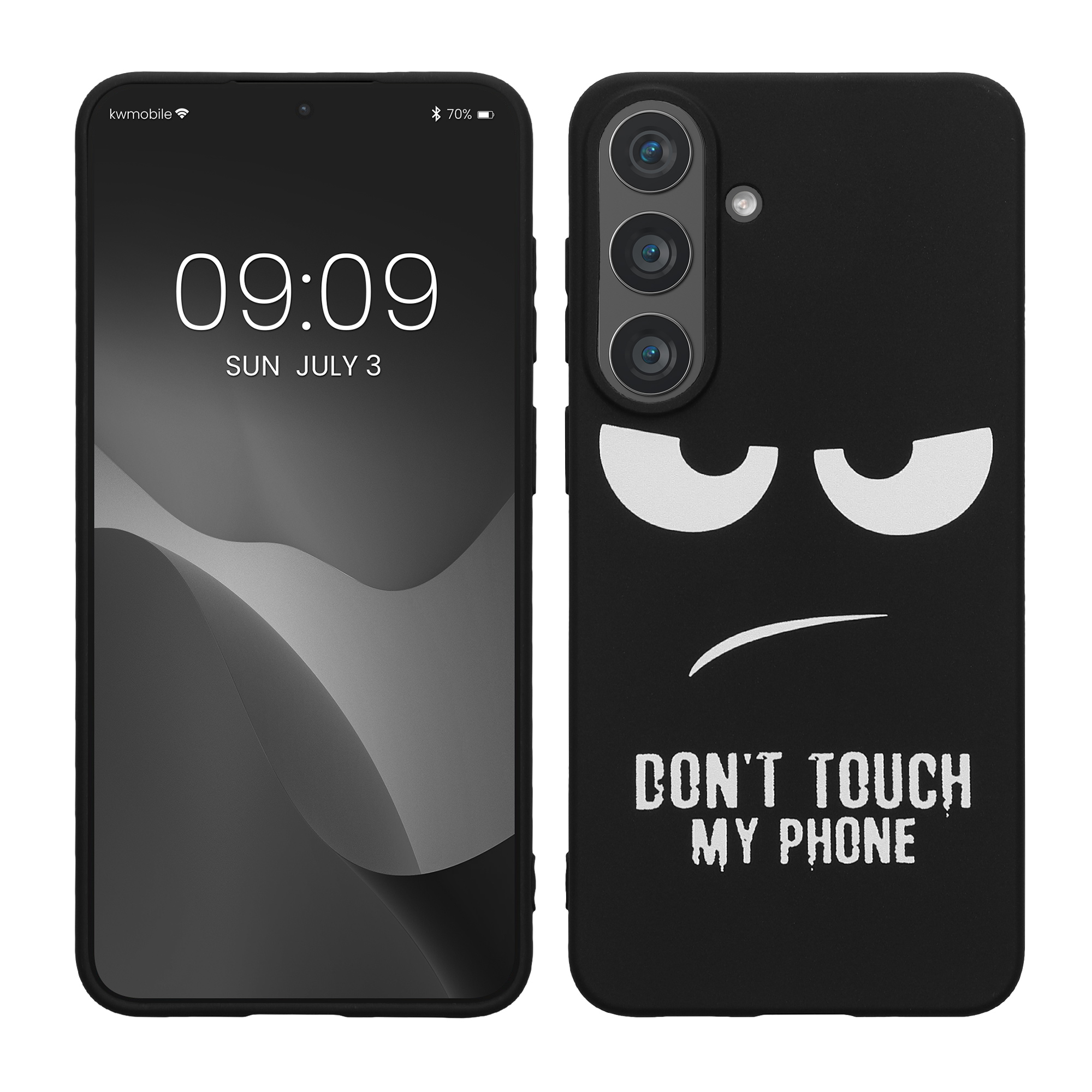 TPU silikonové pouzdro pro Samsung Galaxy S26 FE, měkké a protiskluzové kwmobile ‑ „nesahej na můj telefon“, bílá / černá