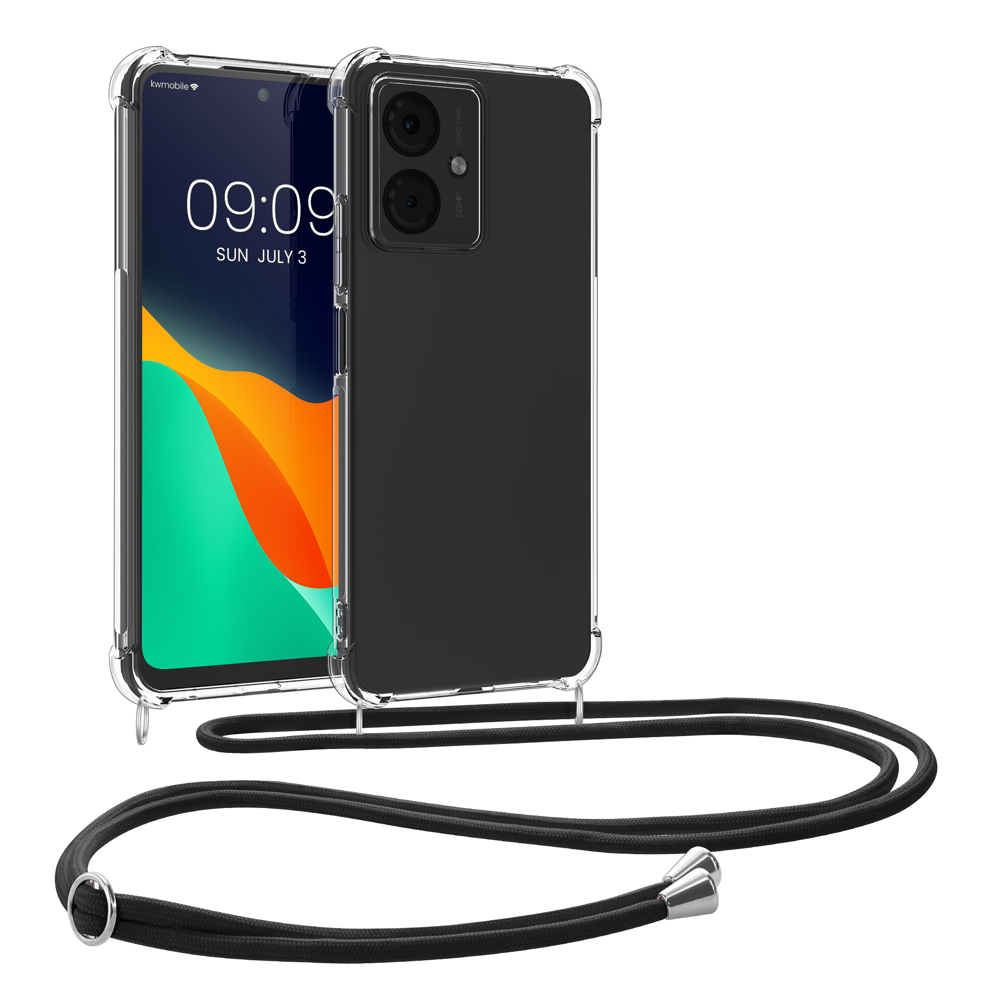Kryt s popruhem kwmobile pro Motorola Moto G14 - Černá / transparentní