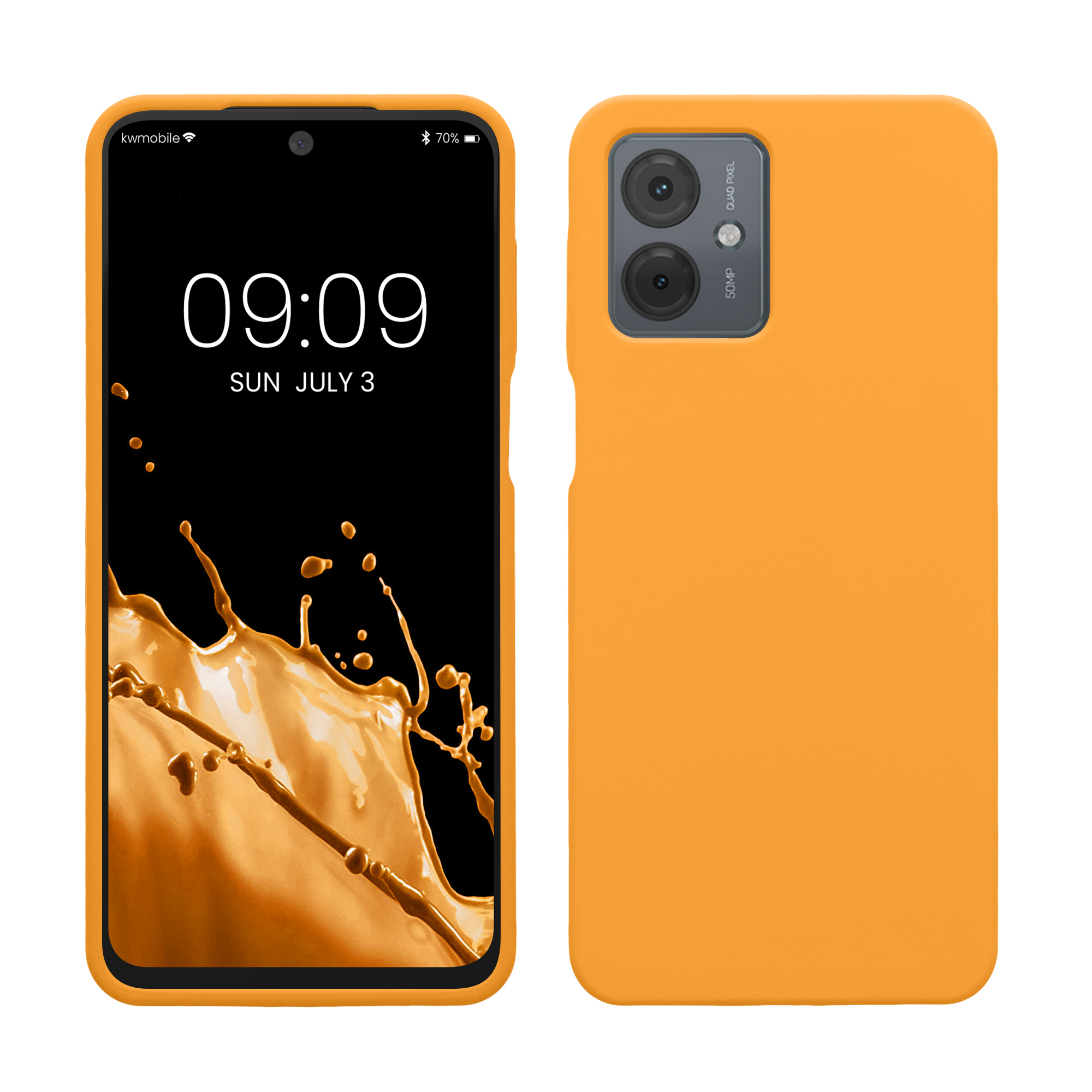 Silikonový kryt pro Motorola Moto G14, nárazuvzdorný, pro bezdrátové nabíjení kwmobile ‑ ovocná oranžová