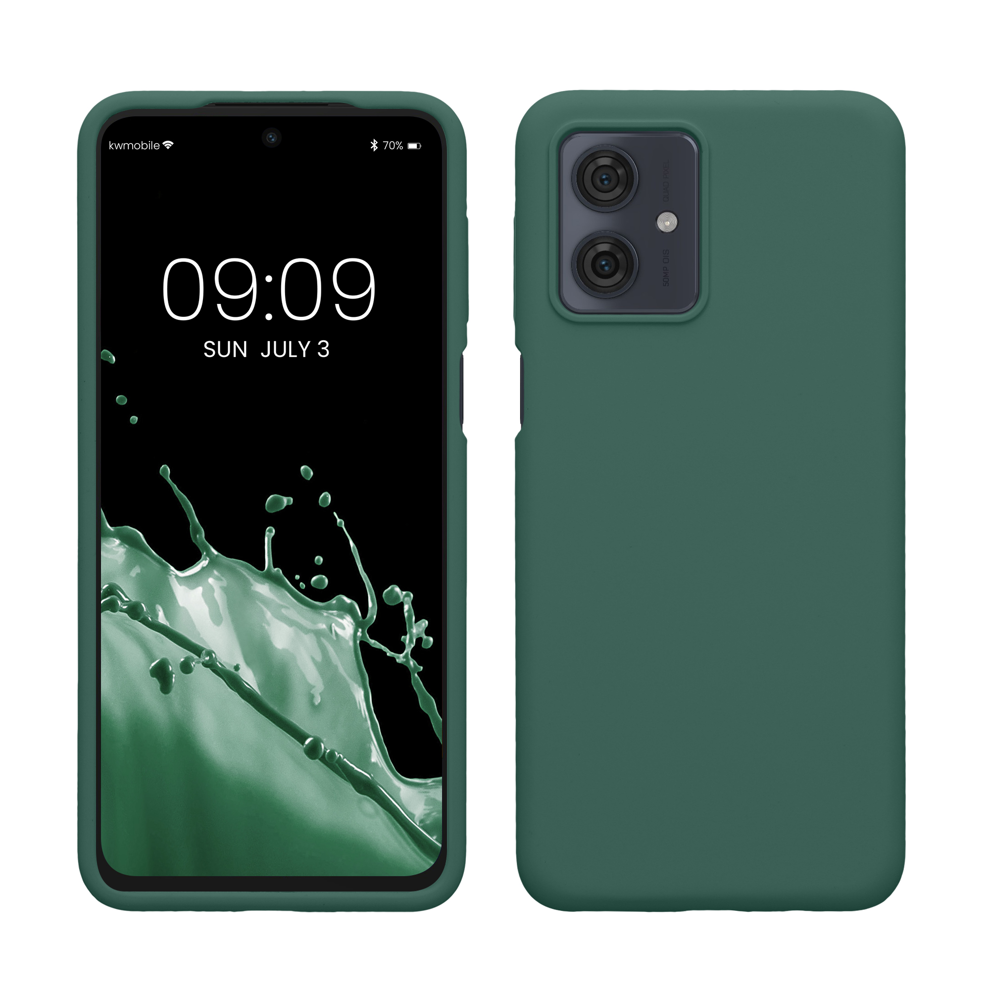 Silikonový kryt pro Motorola Moto G54 5G, nárazuvzdorný, pro bezdrátové nabíjení kwmobile ‑ lesní zelená