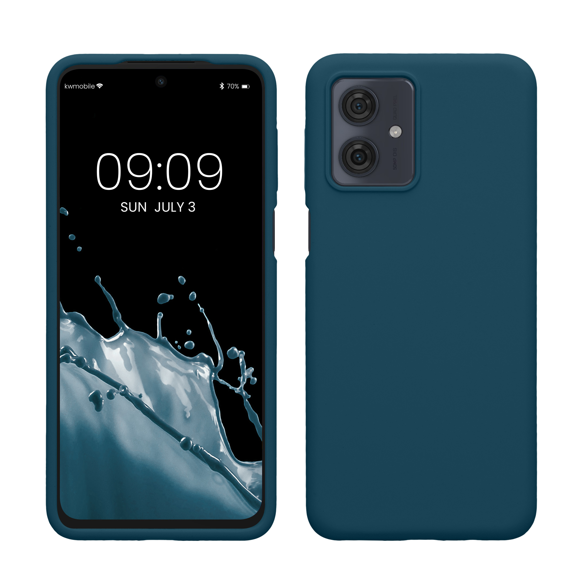 Silikonový kryt pro Motorola Moto G54 5G, nárazuvzdorný, pro bezdrátové nabíjení kwmobile ‑ petrolejová