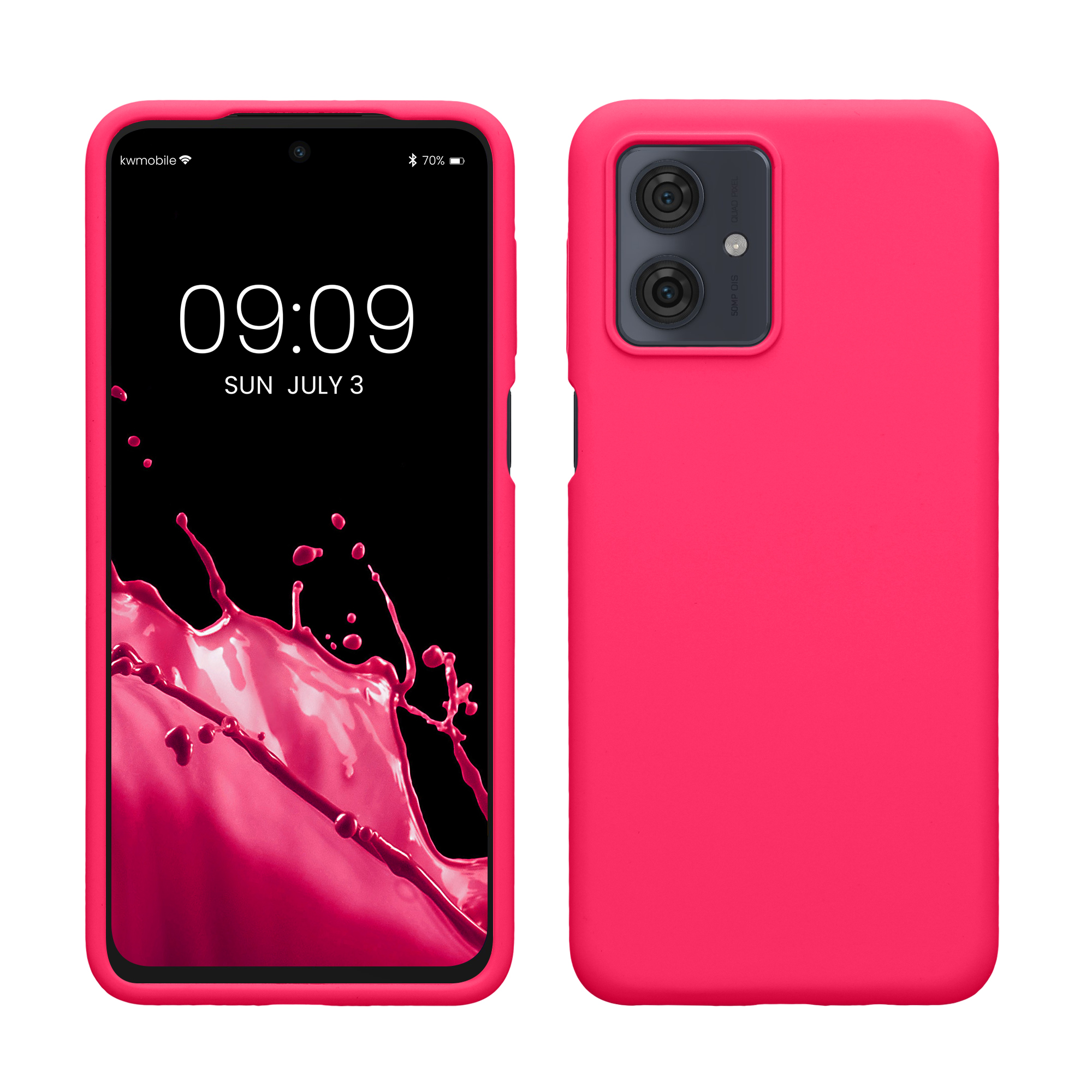 Silikonový kryt kwmobile pro Motorola Moto G54 5G - Neonově růžová
