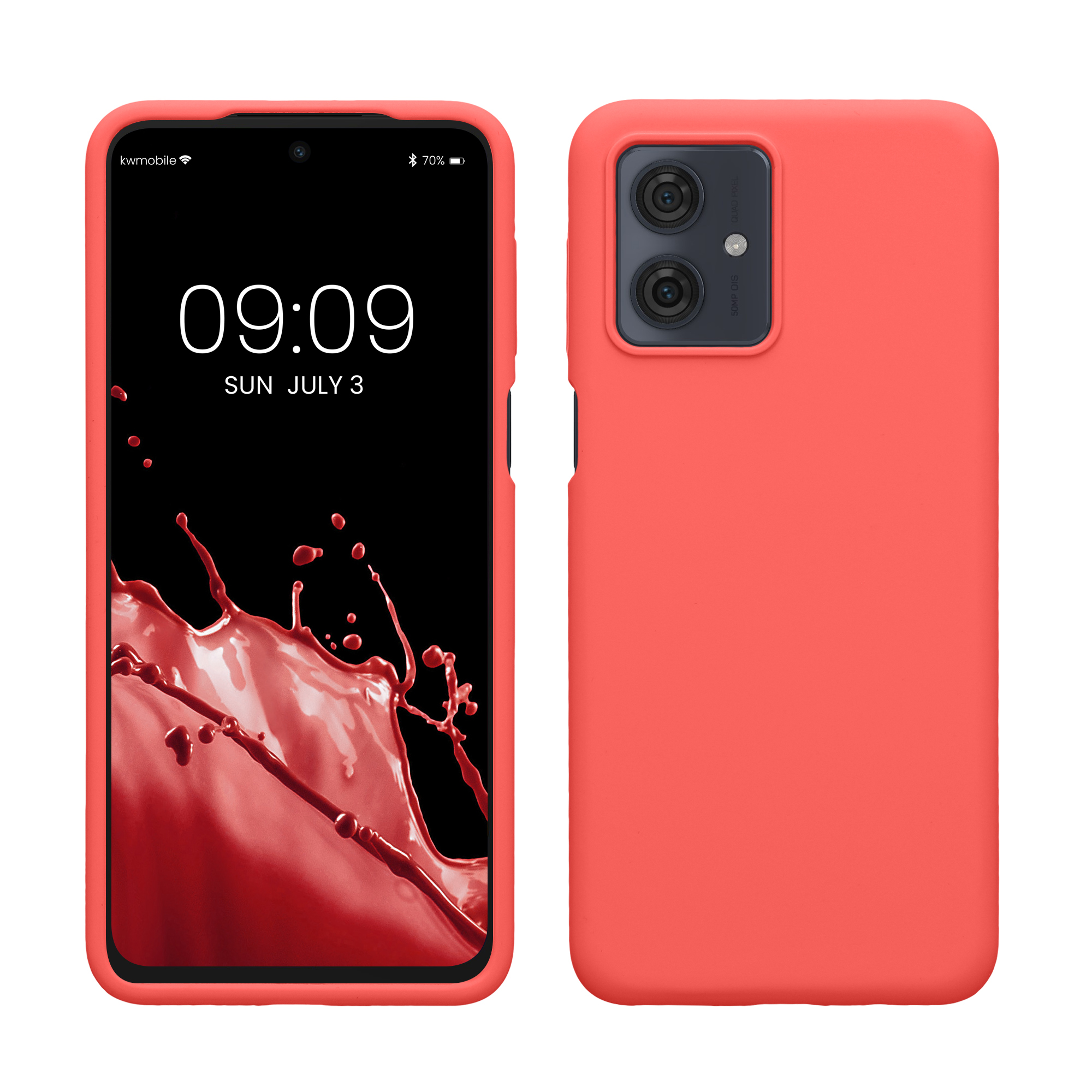 Silikonový kryt kwmobile pro Motorola Moto G54 5G - Neonově korálová