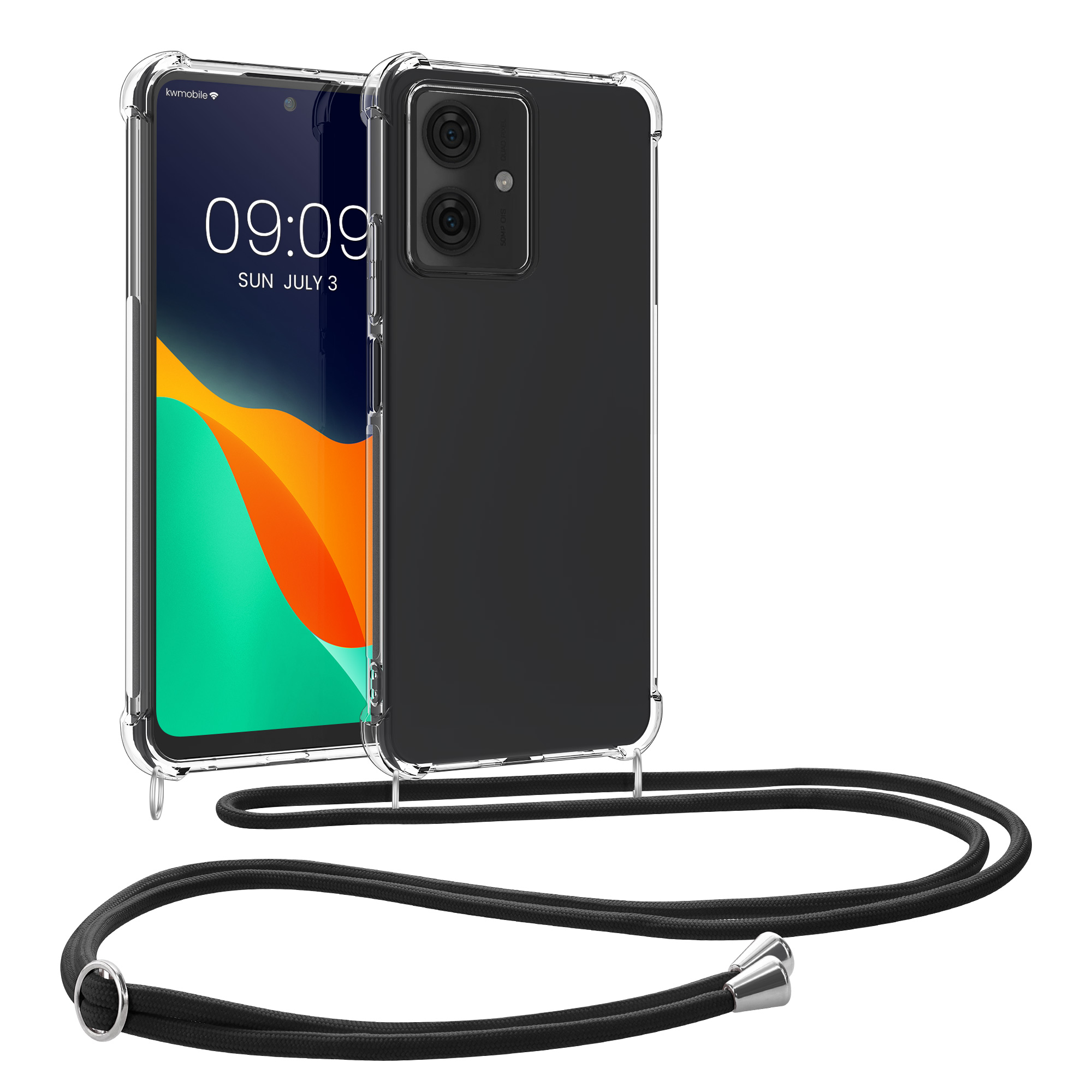 Kryt s popruhem kwmobile pro Motorola Moto G54 5G - Černá / transparentní