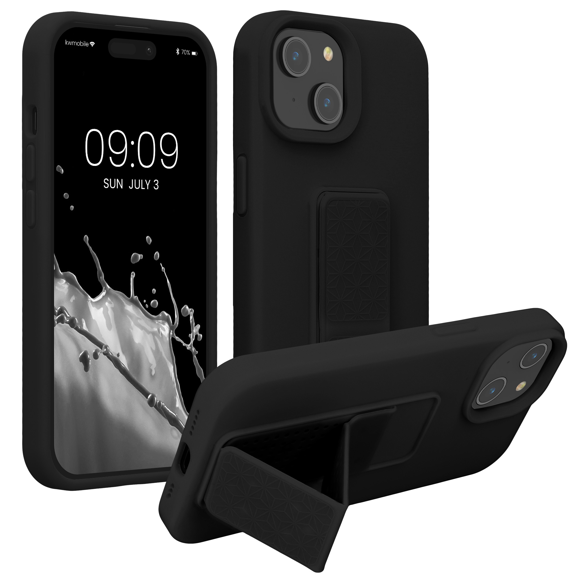 Kryt kwmobile s poutkem se stojánkem iPhone 15 černá
