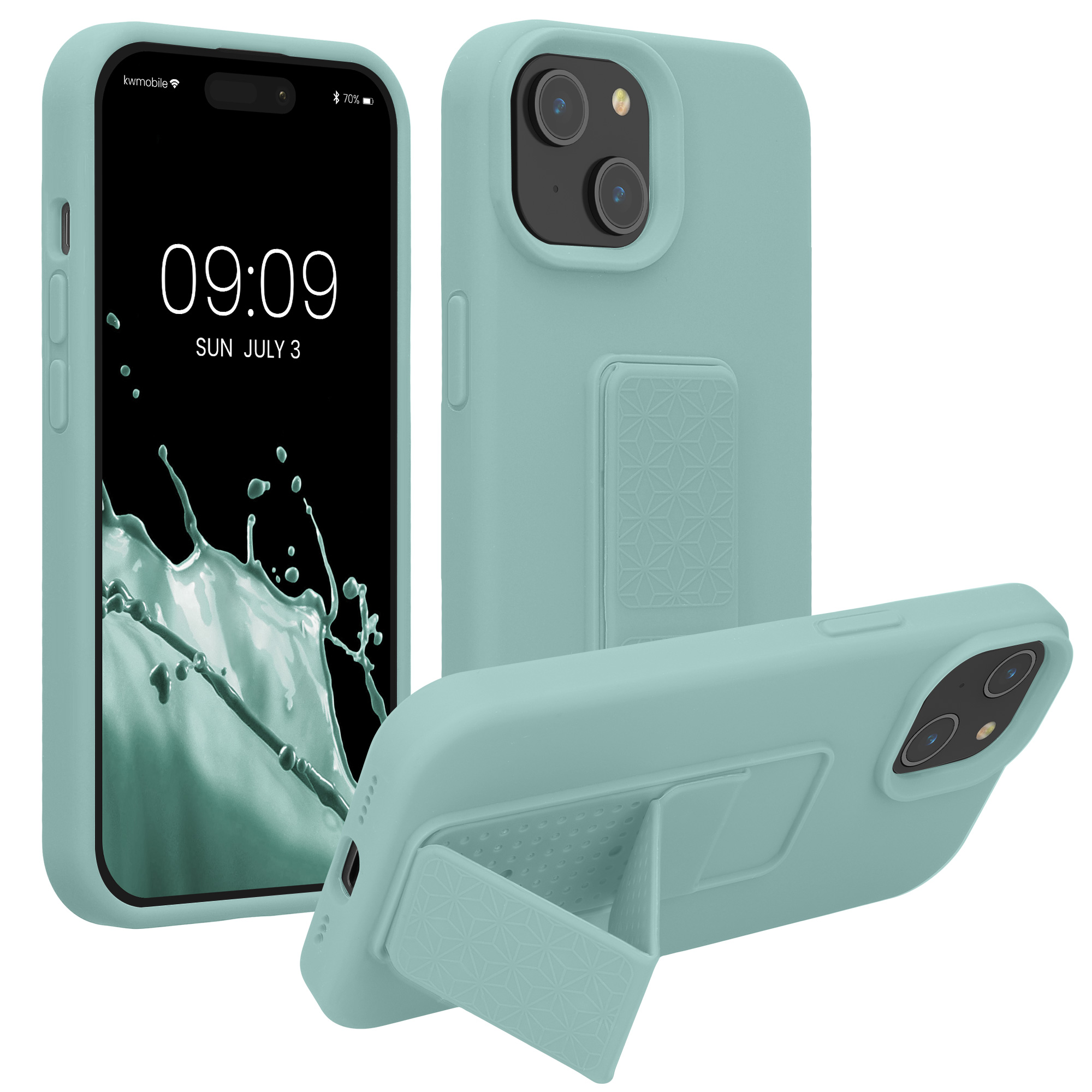 Kryt kwmobile s poutkem se stojánkem iPhone 15 Mint