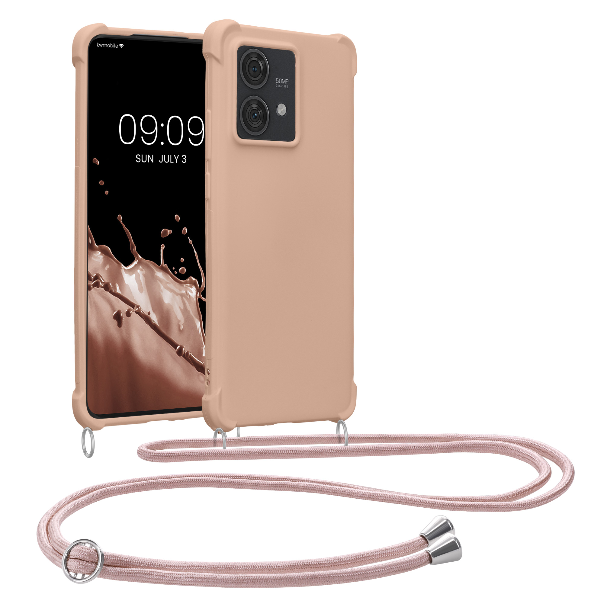 Crossbody kryt na mobil Motorola Edge 40 Neo kwmobile se šňůrkou tropický kokos