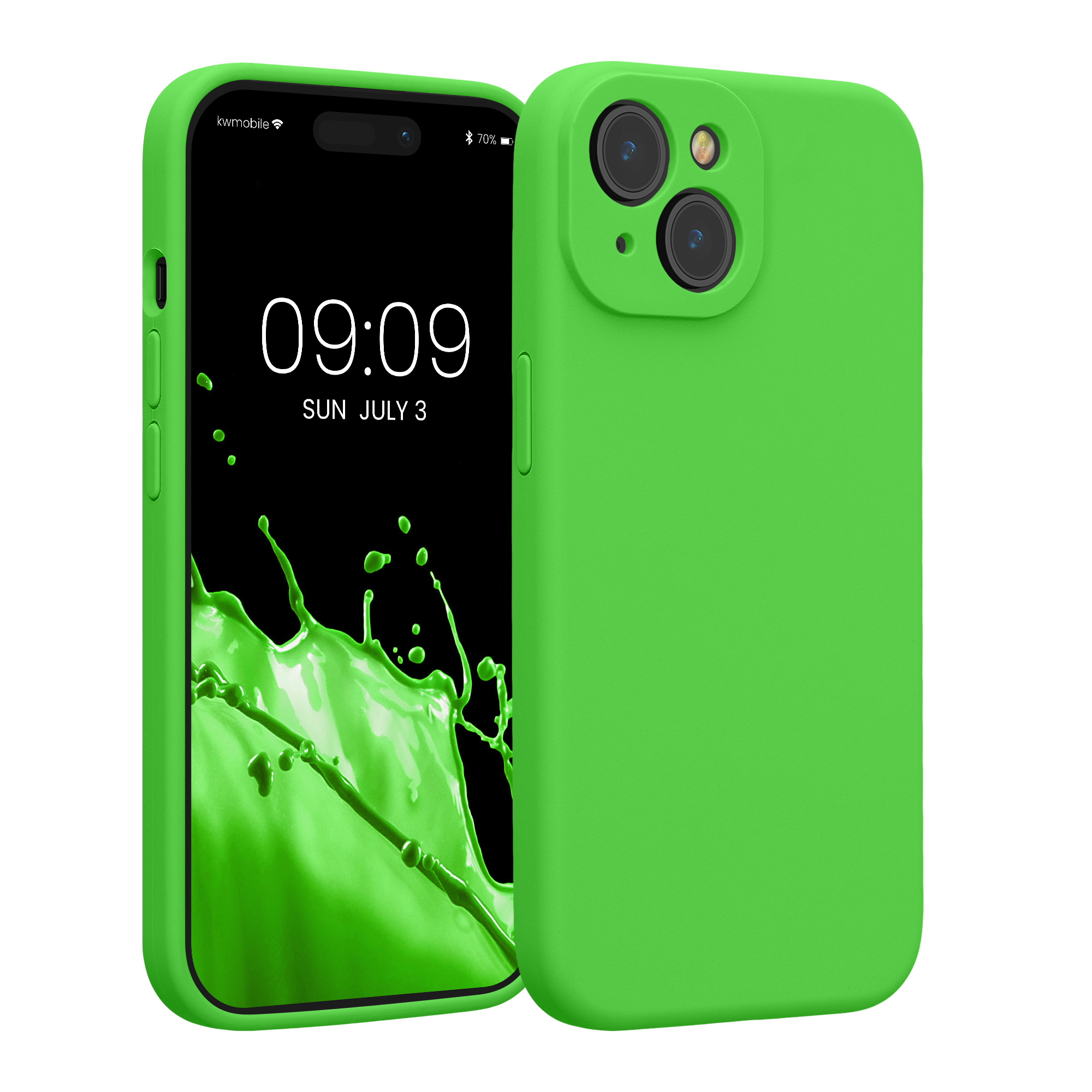Kryt kwmobile slim soft-touch iPhone 15 limetkově zelená