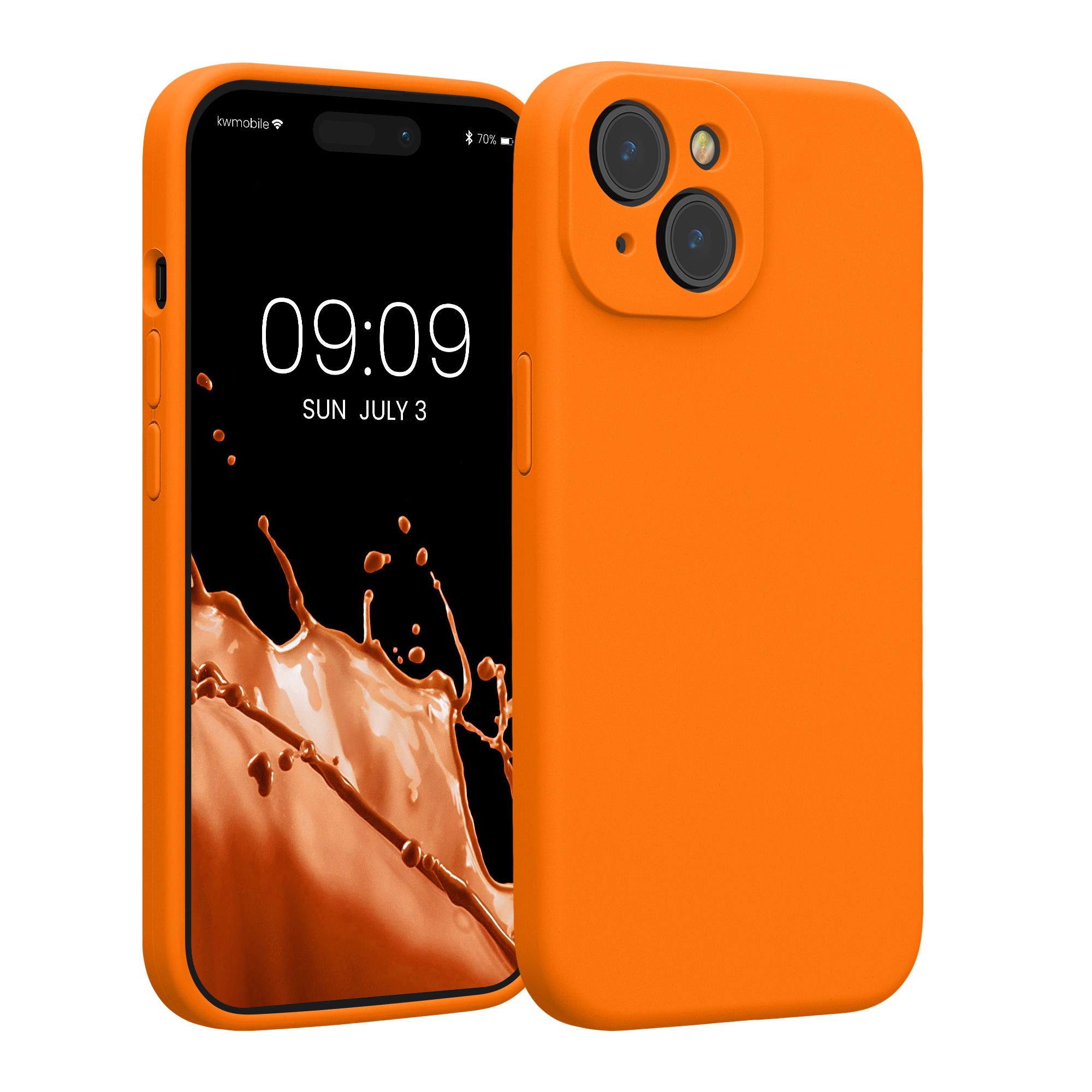 Kryt kwmobile slim soft-touch iPhone 15 oranžová
