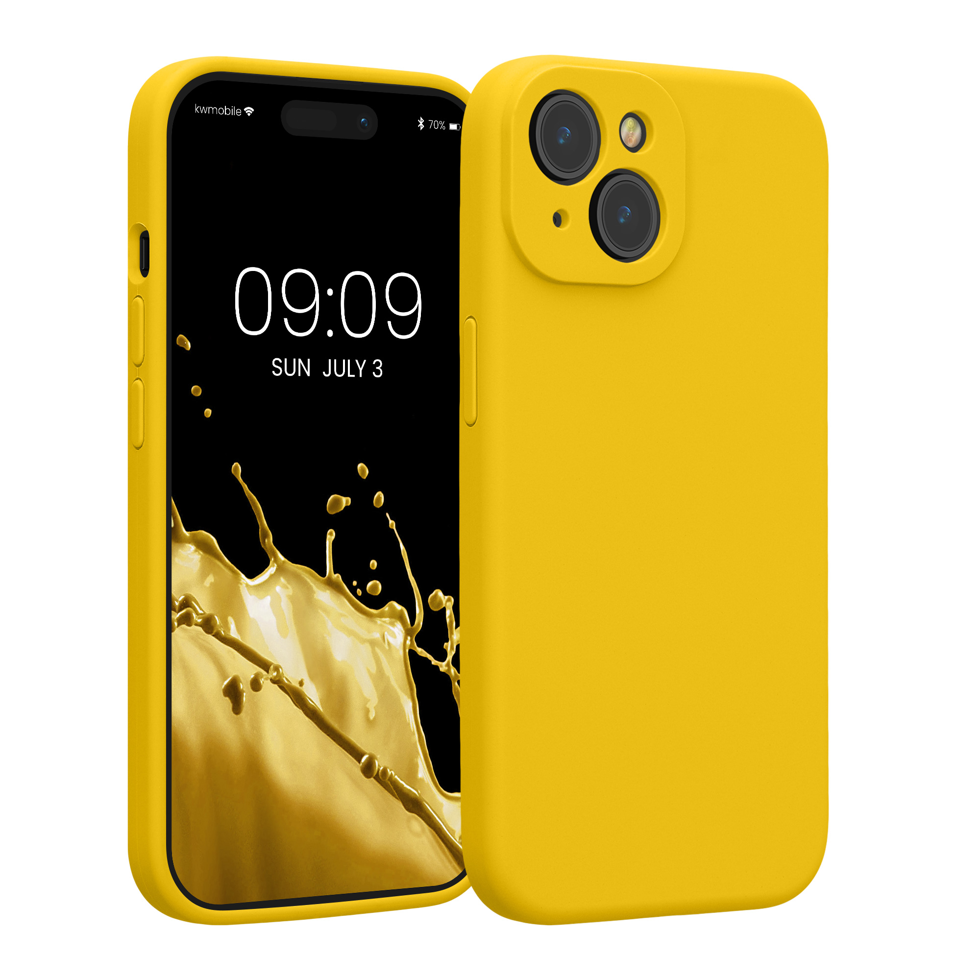 Kryt kwmobile slim soft-touch iPhone 15 žlutá
