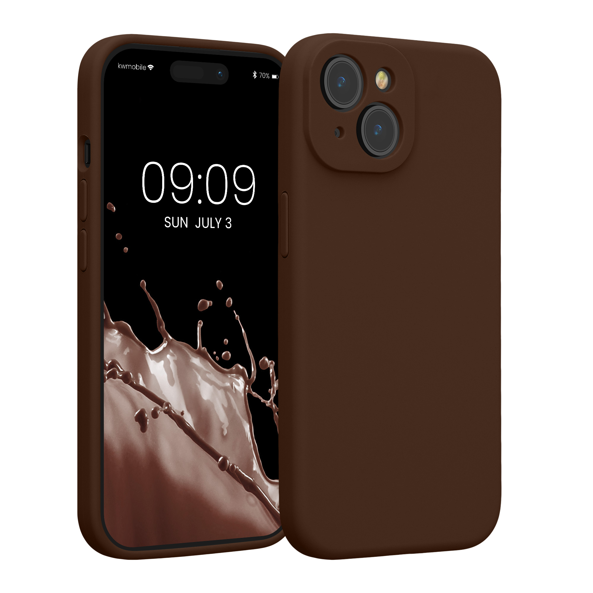 Kryt kwmobile slim soft-touch iPhone 15 čokoládová