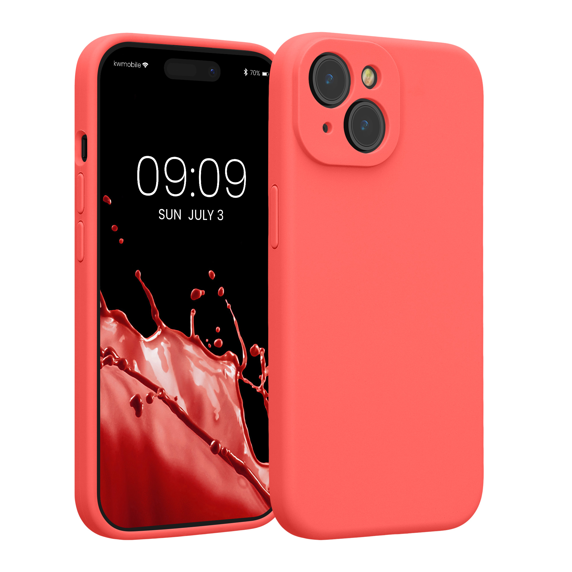 Kryt kwmobile slim soft-touch iPhone 15 Neon Coral